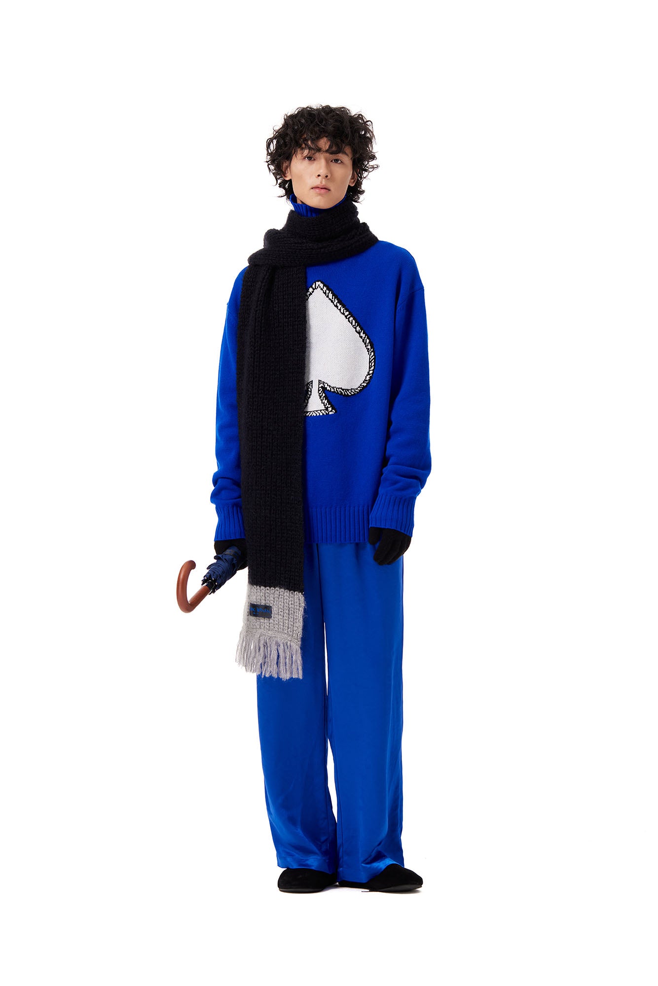 OUYANG WENJUN Contrast Spade Jacquard Turtleneck Sweater