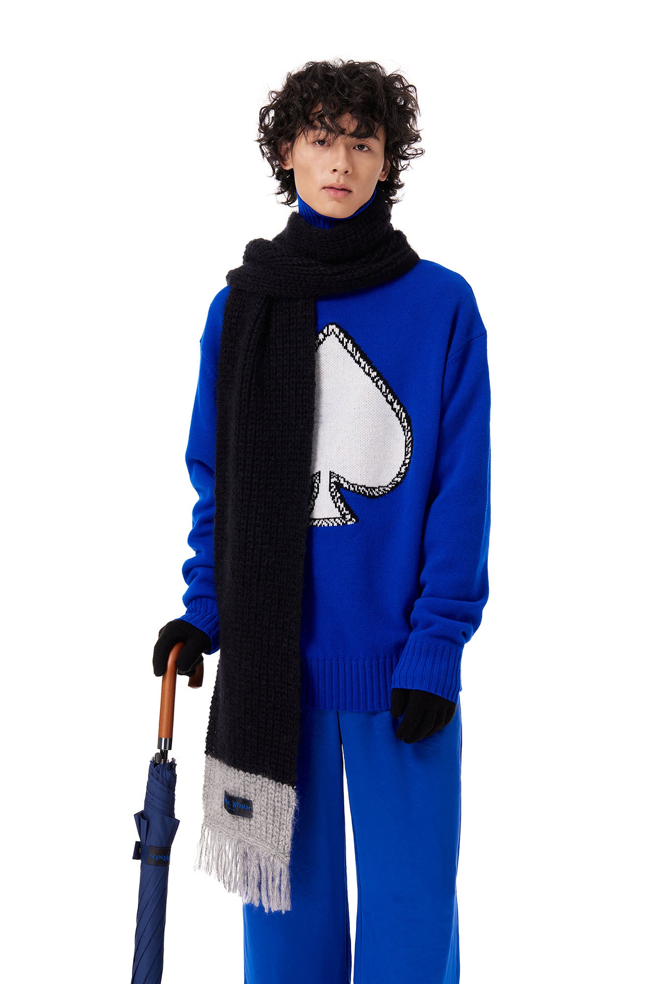 OUYANG WENJUN Contrast Spade Jacquard Turtleneck Sweater