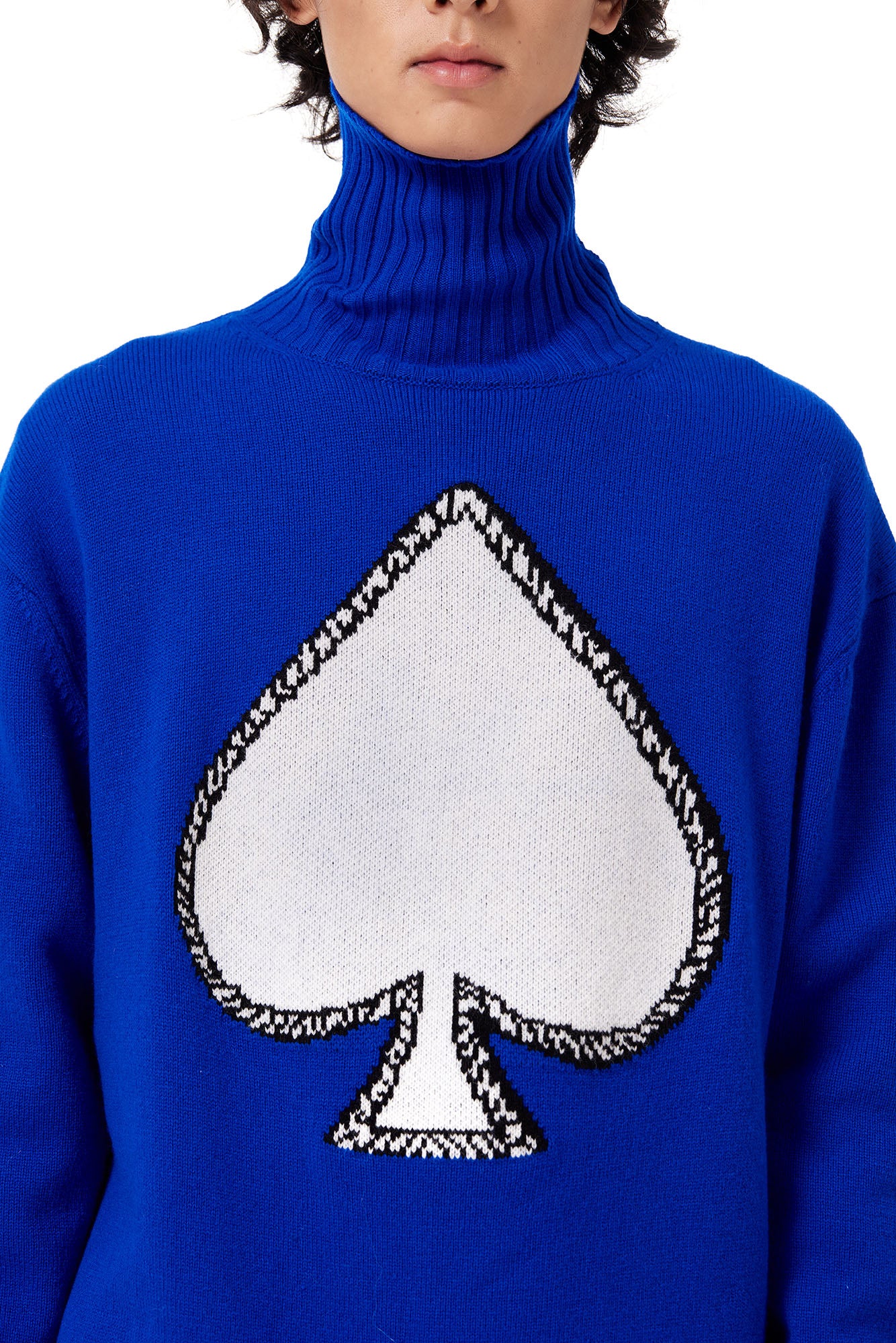 OUYANG WENJUN Contrast Spade Jacquard Turtleneck Sweater