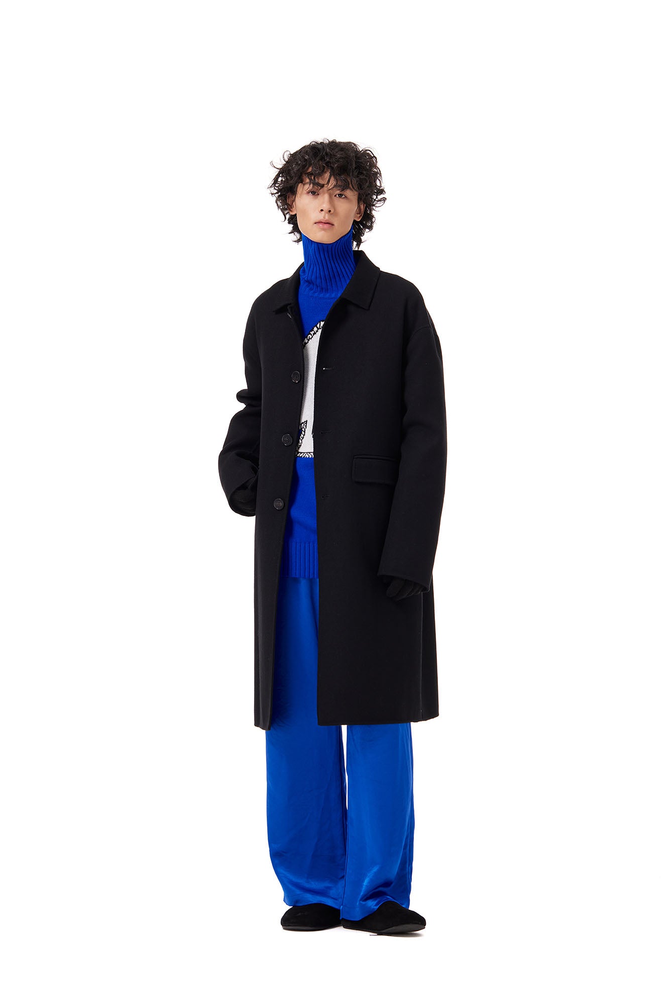 OUYANG WENJUN Single-Breasted Wool Overcoat Black