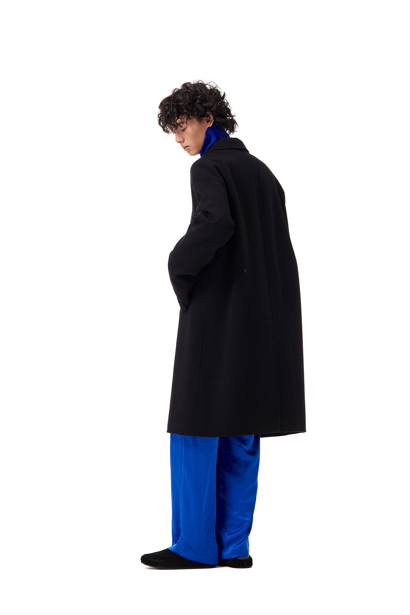 OUYANG WENJUN Single-Breasted Wool Overcoat Black