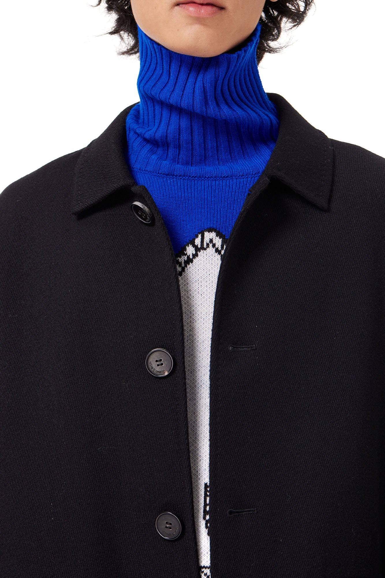OUYANG WENJUN Single-Breasted Wool Overcoat Black