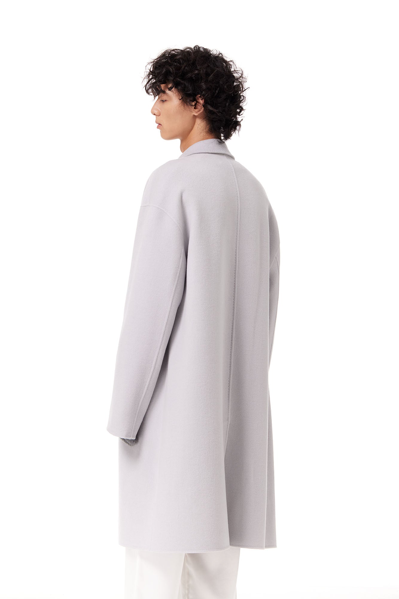 OUYANG WENJUN Single-Breasted Wool Overcoat Gray
