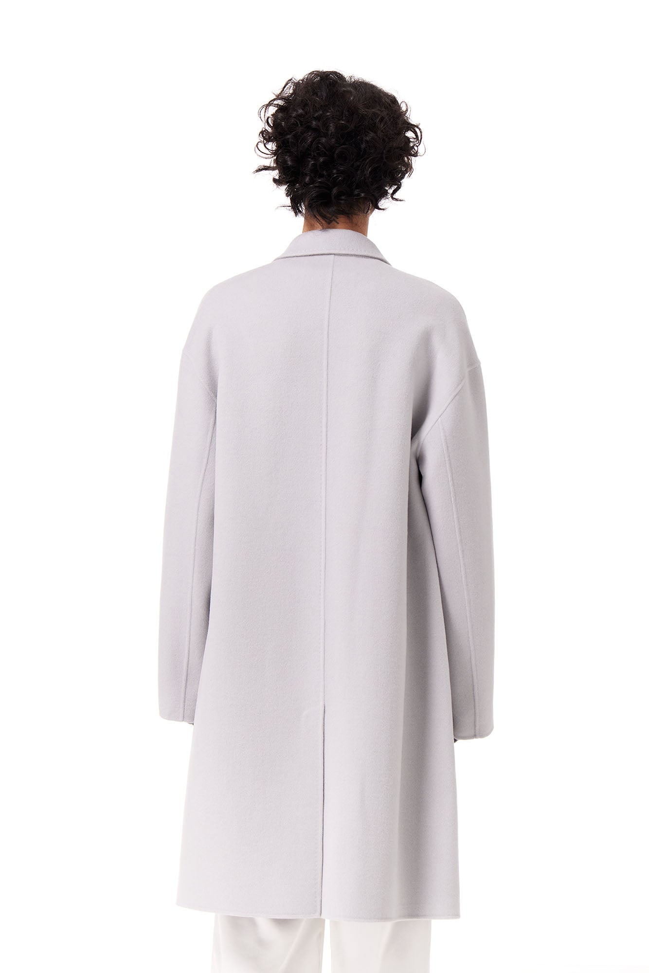 OUYANG WENJUN Single-Breasted Wool Overcoat Gray