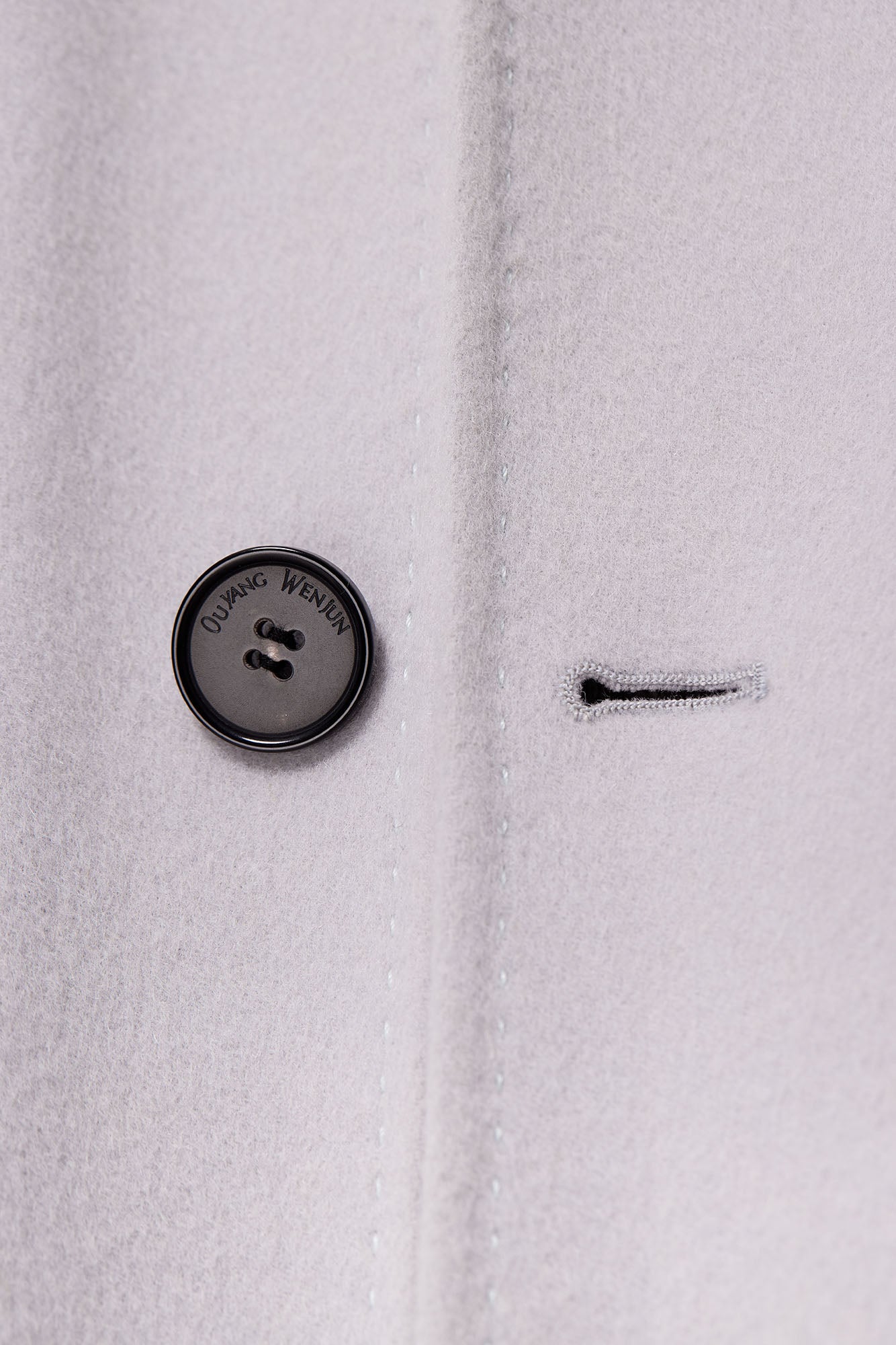 OUYANG WENJUN Single-Breasted Wool Overcoat Gray