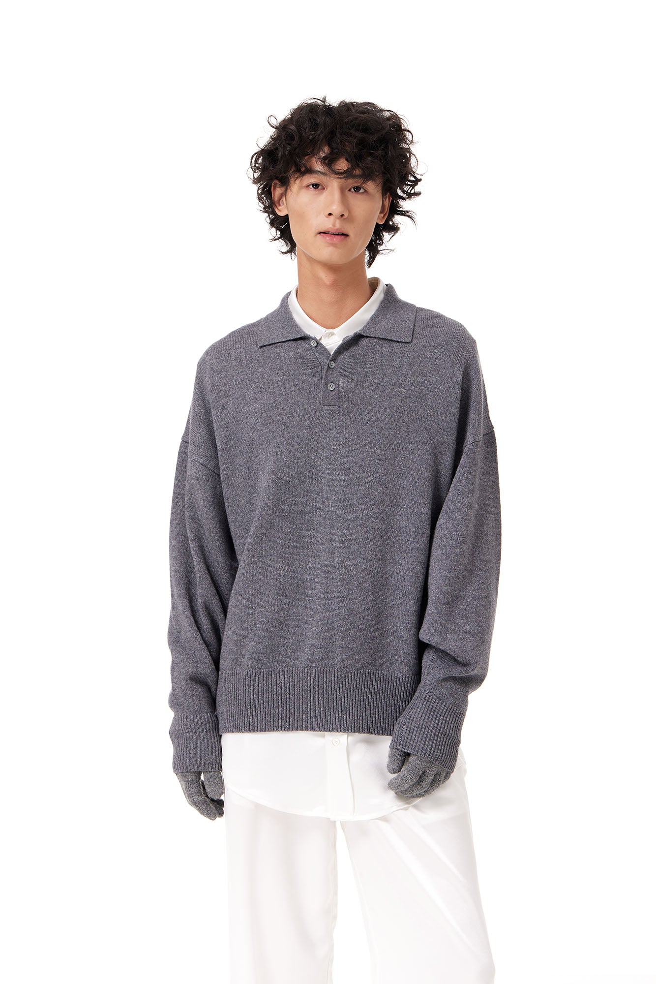 OUYANG WENJUN Classic Cashmere Polo Sweater