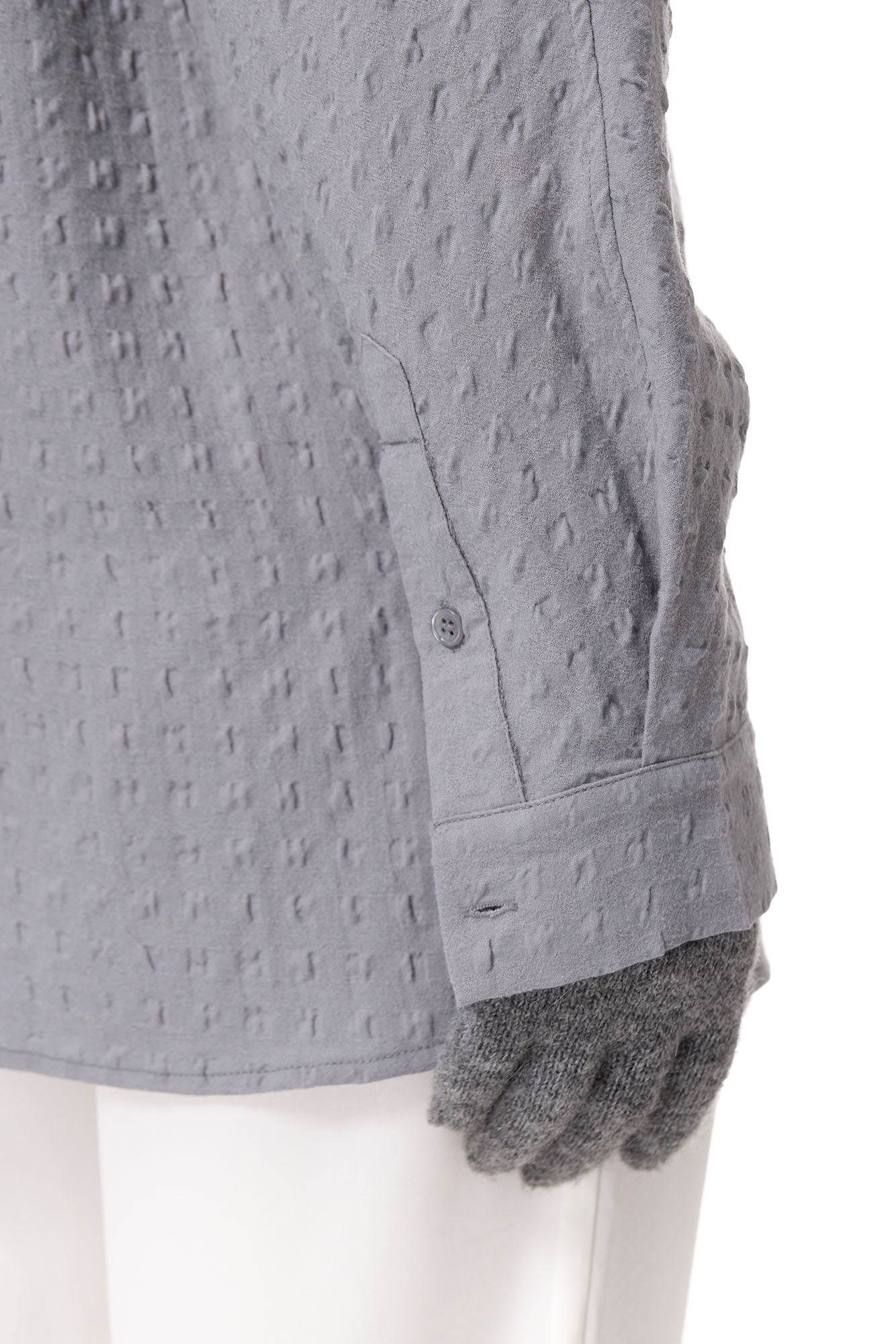 OUYANG WENJUN Drip Heart Embroidered Seersucker Shirt