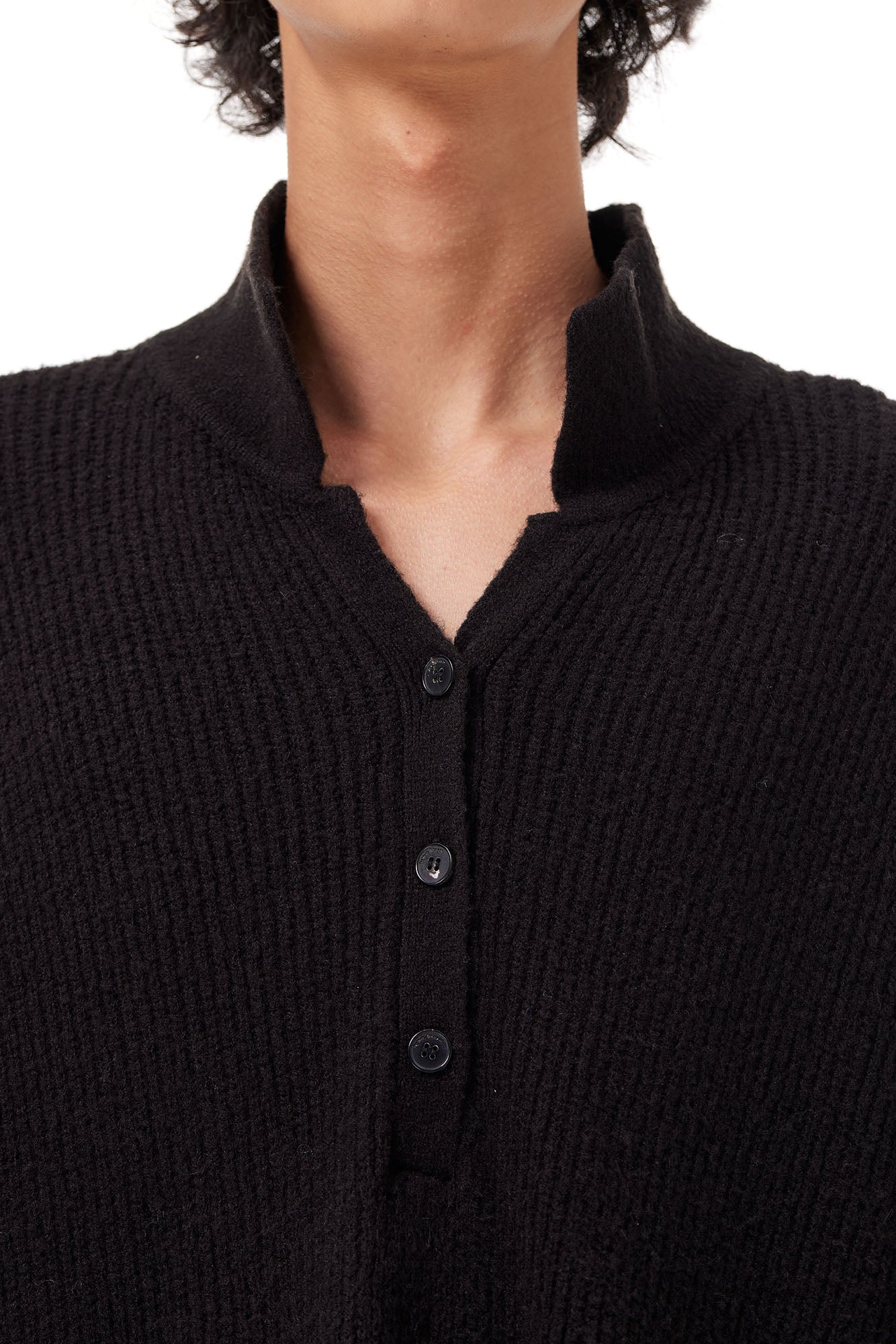 OUYANG WENJUN Half-Placket Knit Maxi Coat