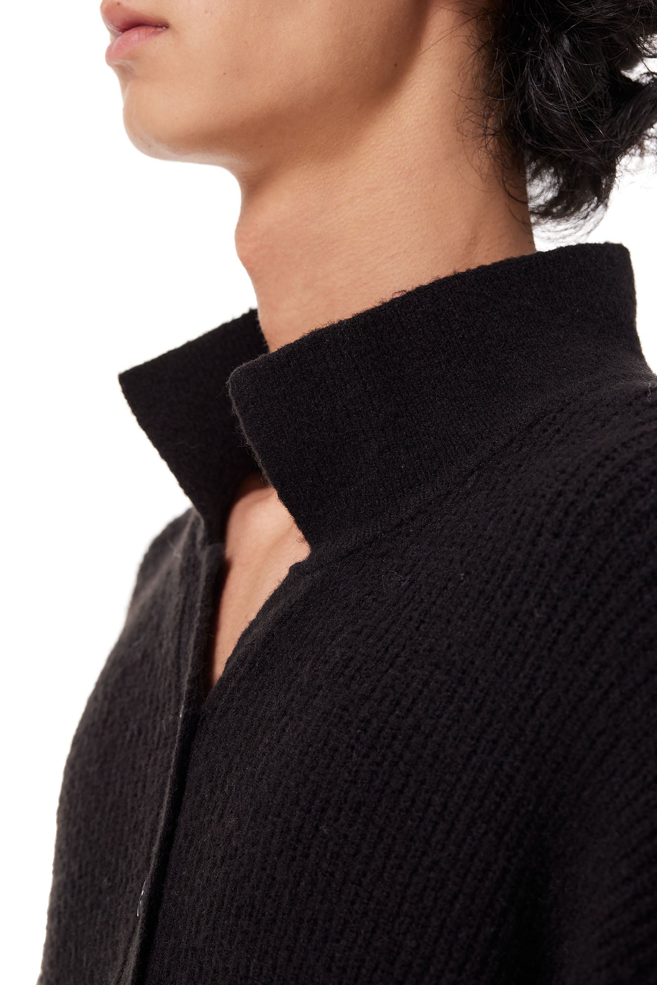 OUYANG WENJUN Half-Placket Knit Maxi Coat