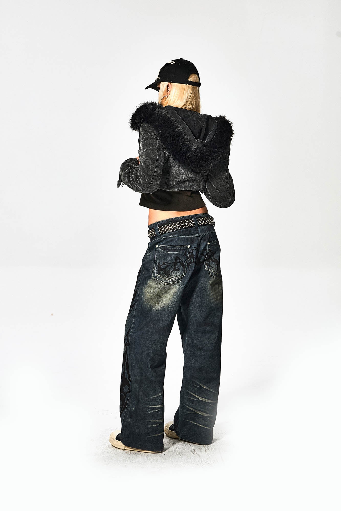 DND4DES Acid Graphics Distressed Wide-Leg Jeans