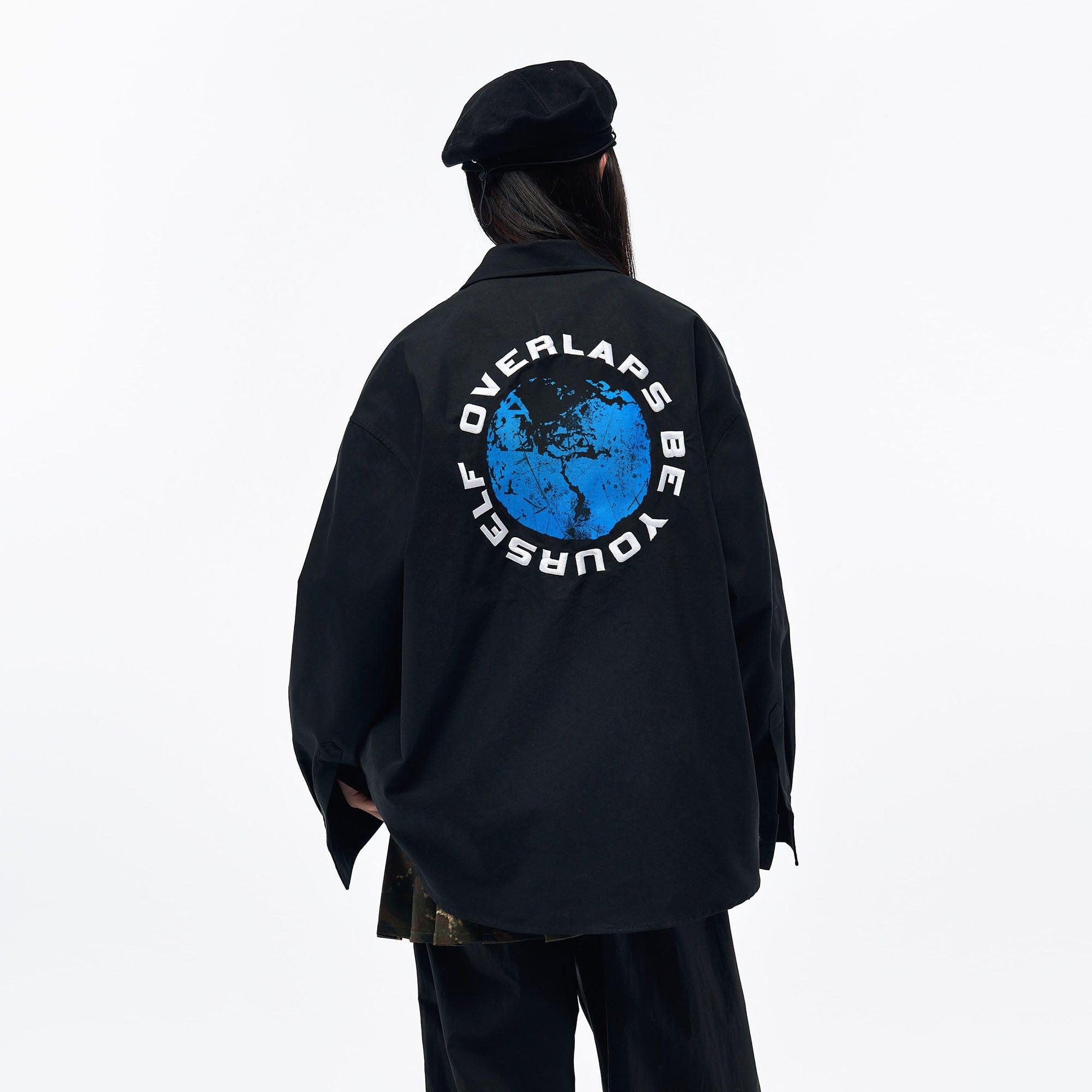 OVERLAPS Back Earth Graphic Overshirt, premium urban and streetwear designers apparel on PROJECTISR.com, OVERLAPS