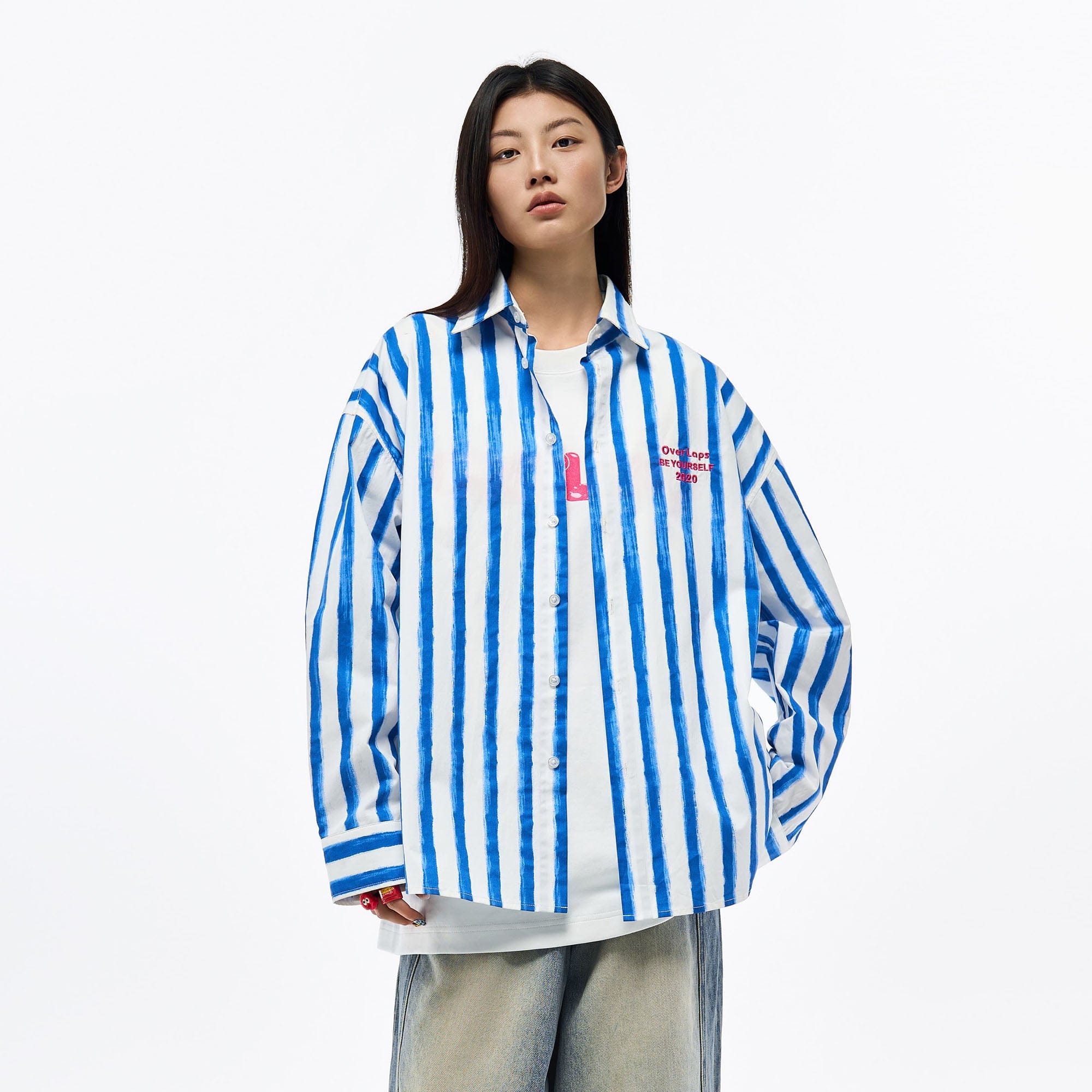 OVERLAPS Brushstroke Stripe Overshirt, premium urban and streetwear designers apparel on PROJECTISR.com, OVERLAPS