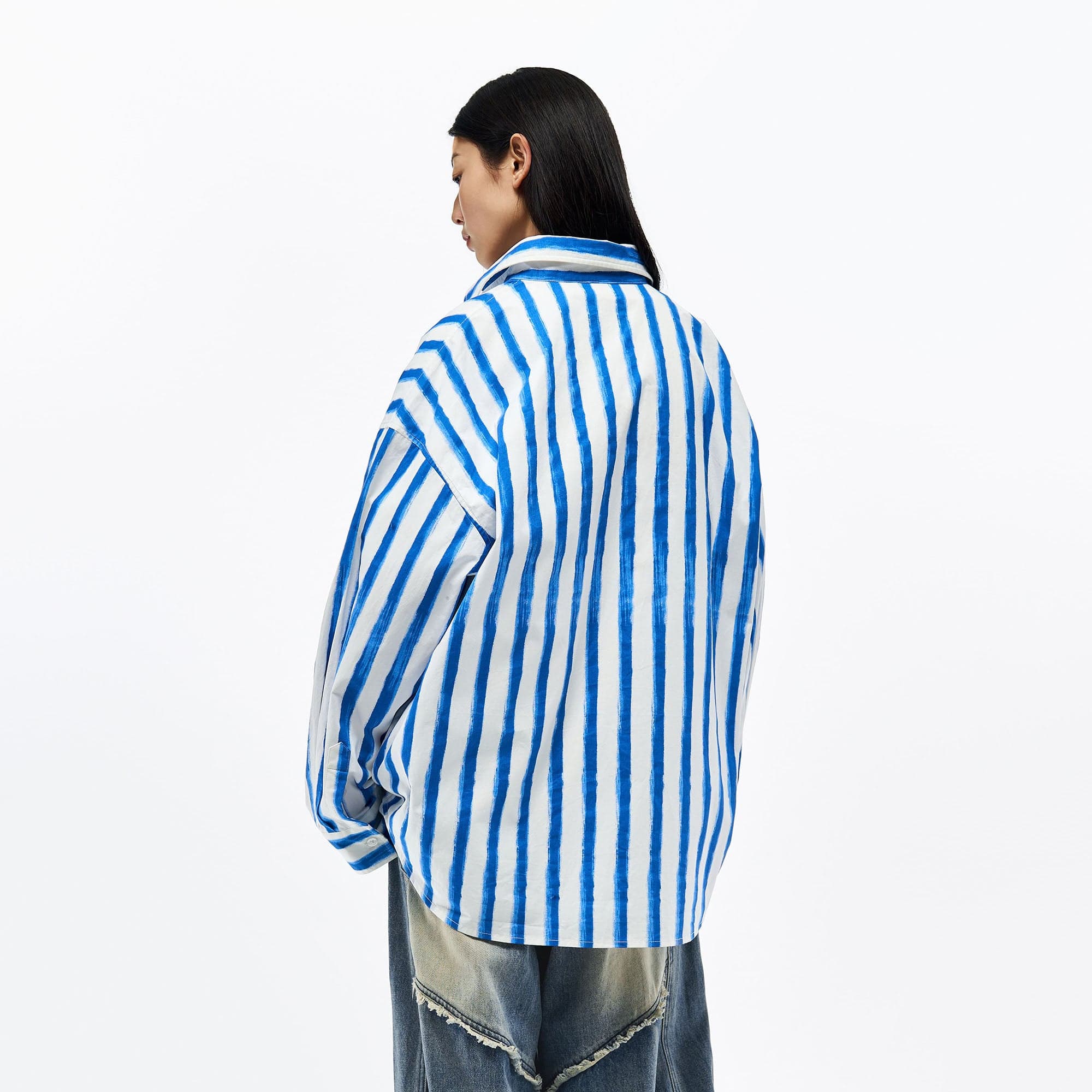 OVERLAPS Brushstroke Stripe Overshirt, premium urban and streetwear designers apparel on PROJECTISR.com, OVERLAPS
