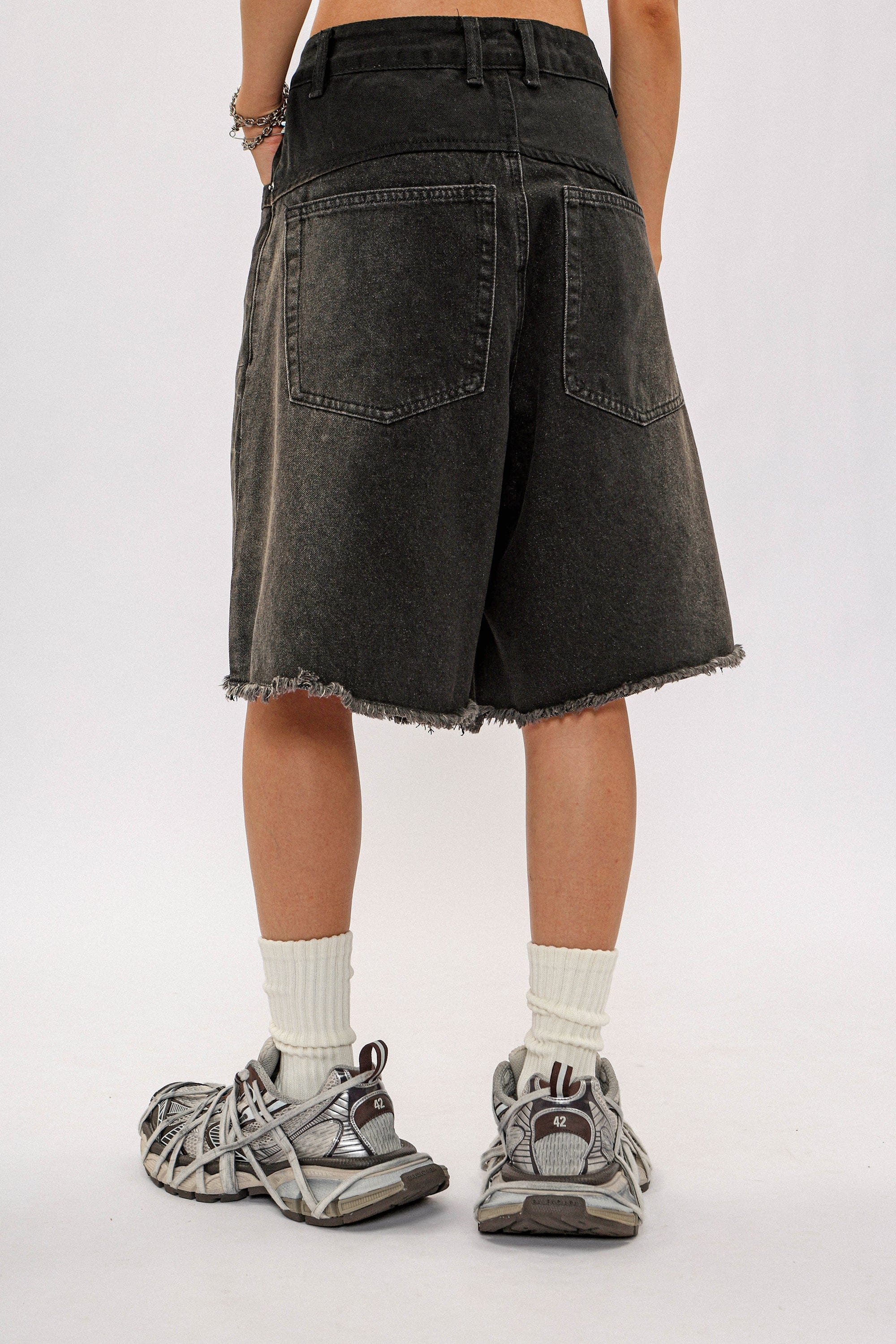 OVDY Retro Deconstructed Washed Raw Edge Shorts