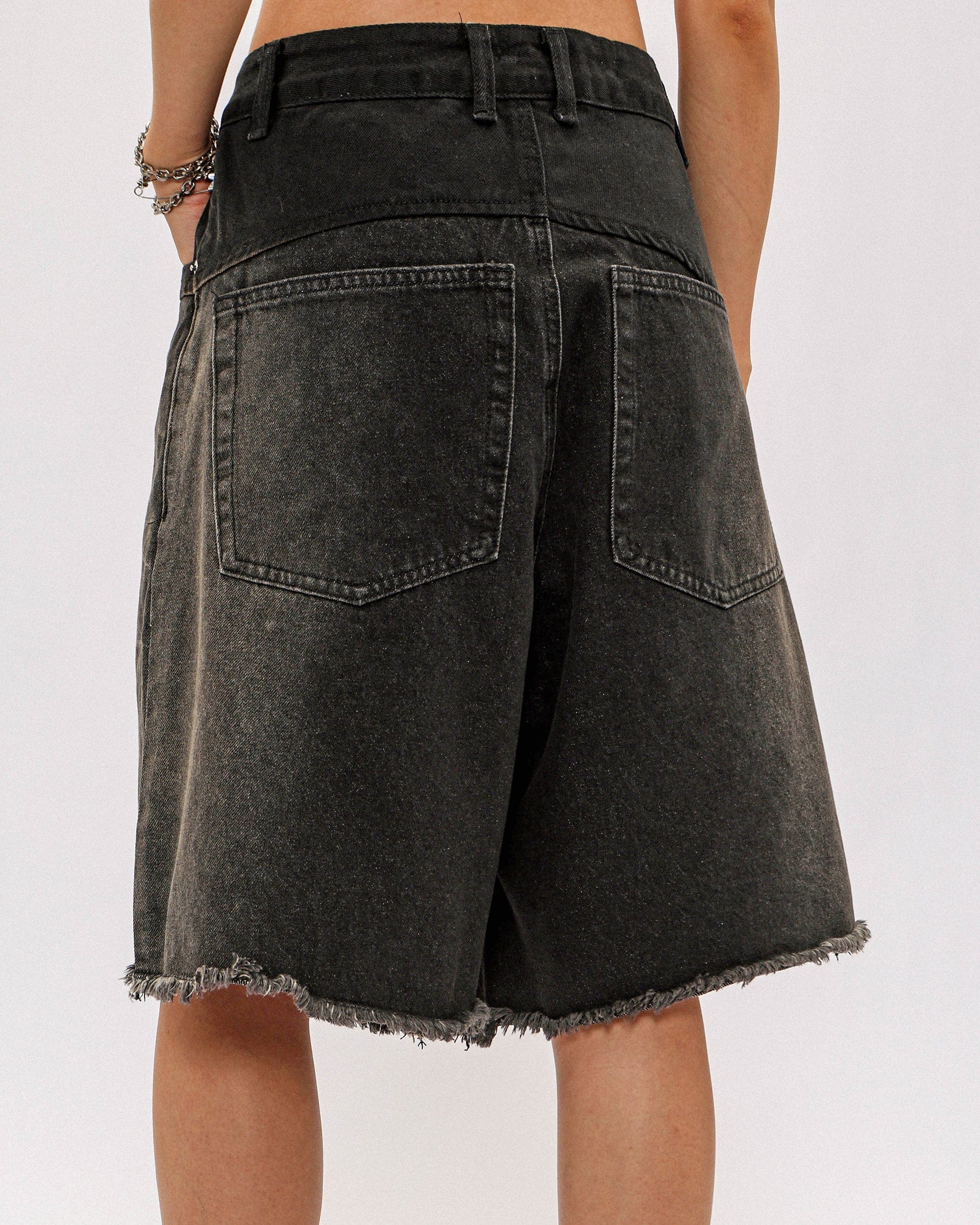 OVDY Retro Deconstructed Washed Raw Edge Shorts