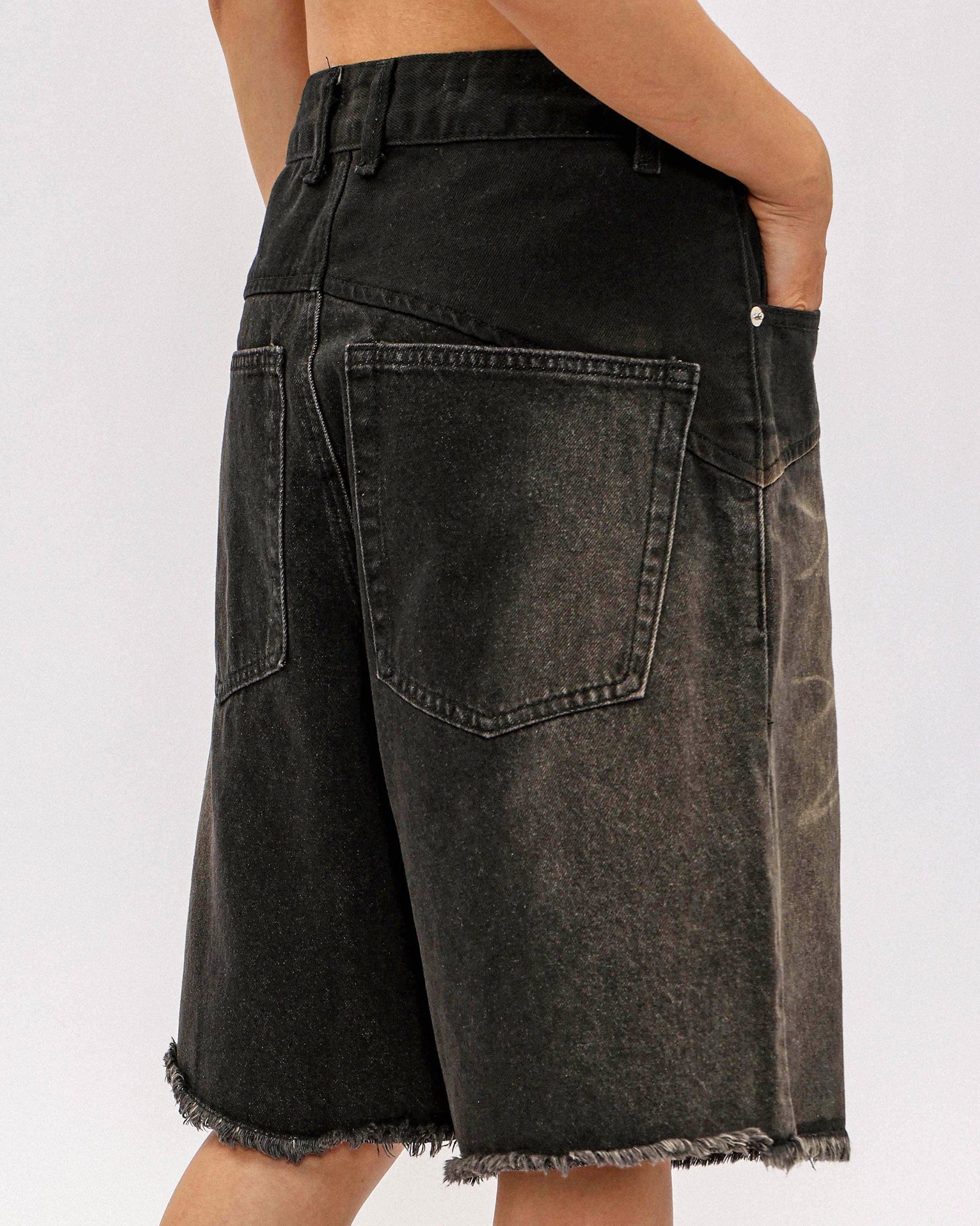 OVDY Retro Deconstructed Washed Raw Edge Shorts