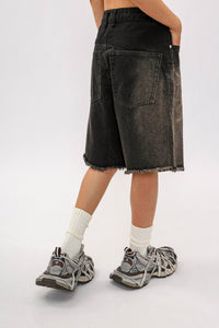 OVDY Retro Deconstructed Washed Raw Edge Shorts