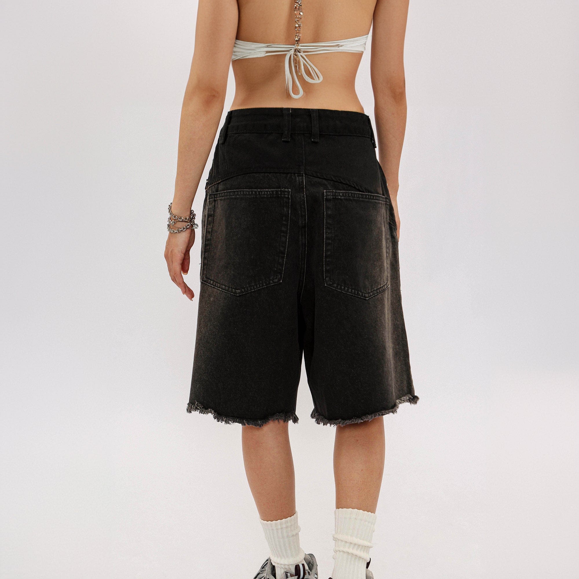 OVDY Retro Deconstructed Washed Raw Edge Shorts