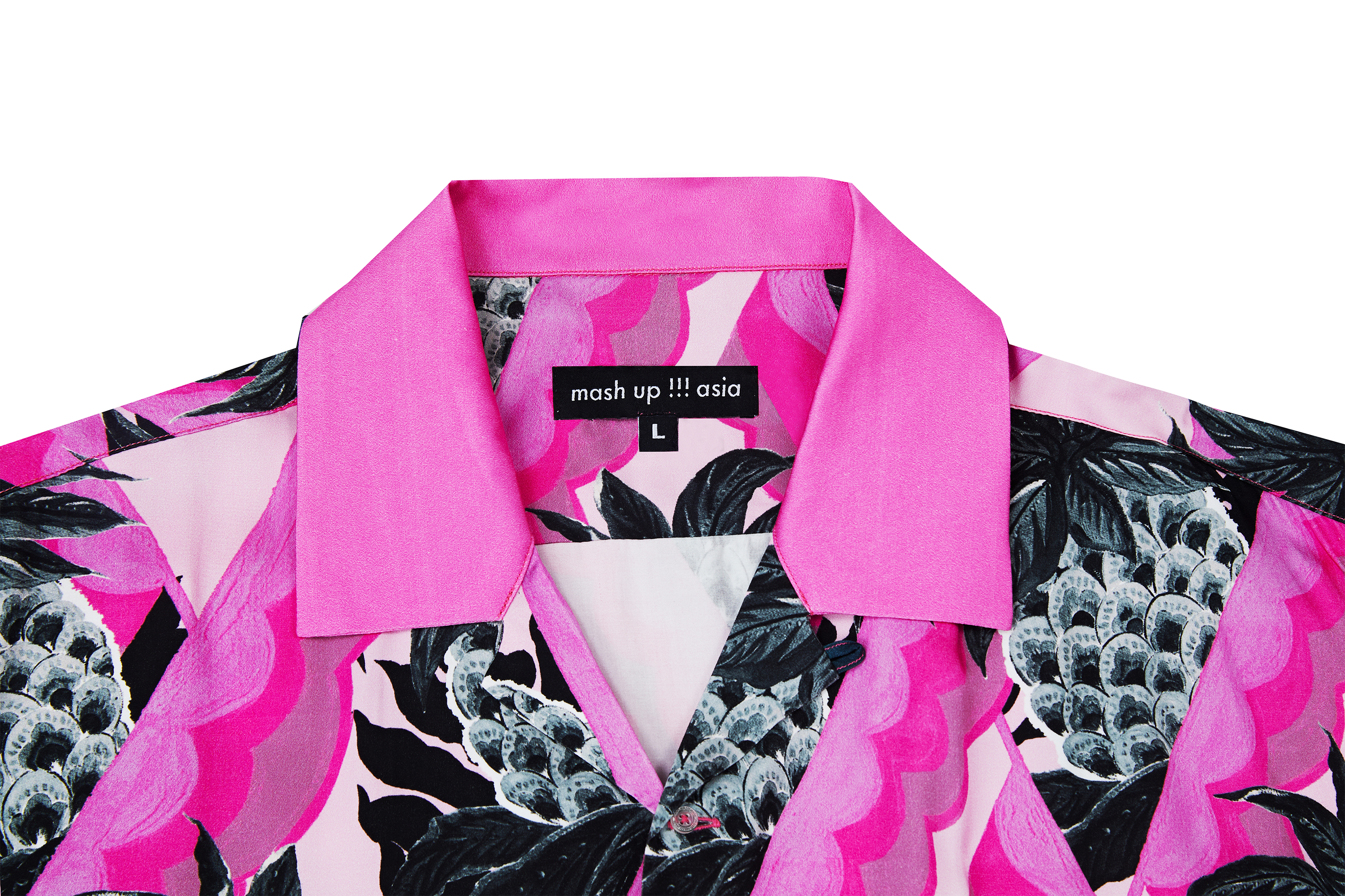 MASH UP ASIA Hawaiian Pineapple Graphic Half Shirt Black, premium urban and streetwear designers apparel on PROJECTISR.com, MASH UP ASIA