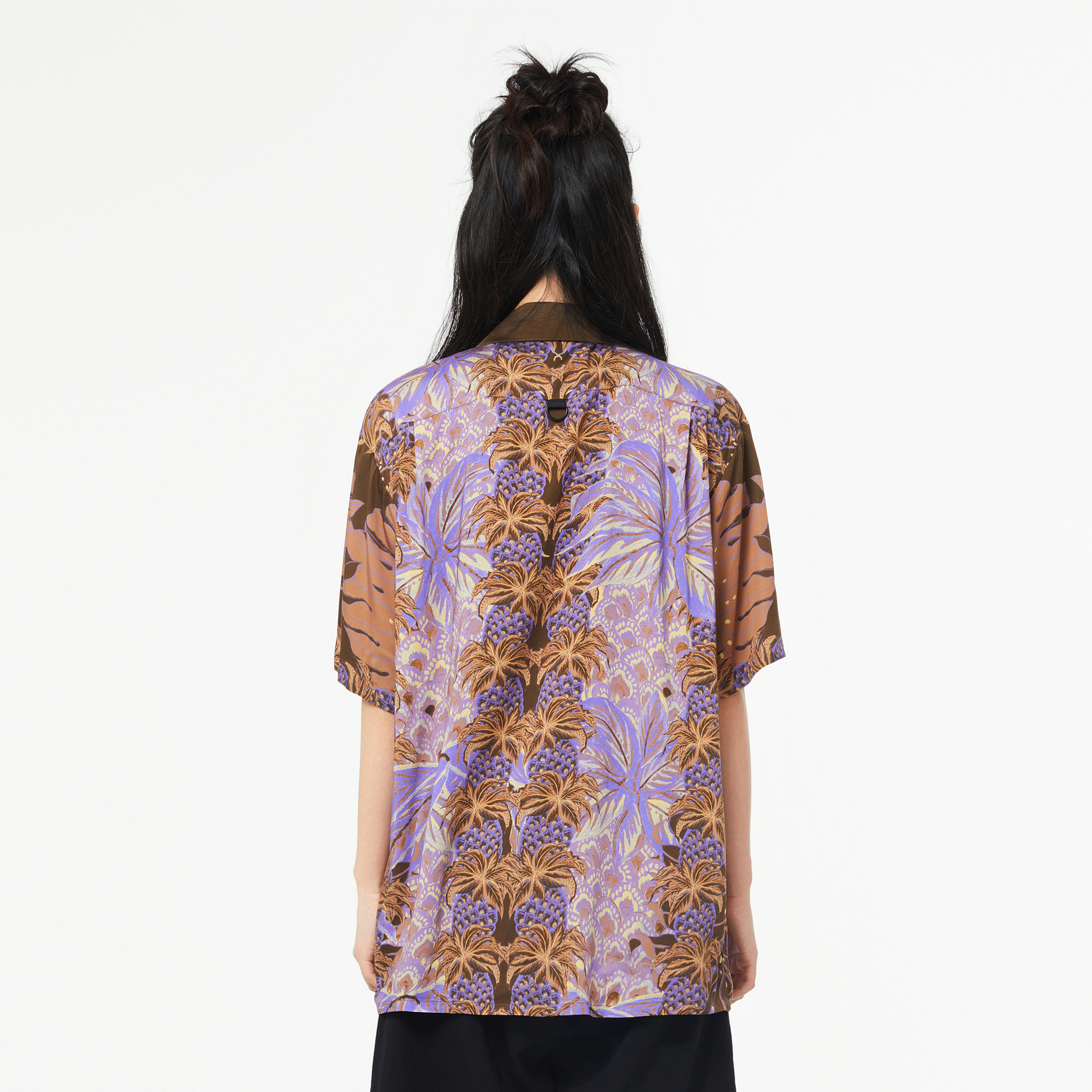 MASH UP ASIA Hawaiian Pineapple Graphic Half Shirt Purple, premium urban and streetwear designers apparel on PROJECTISR.com, MASH UP ASIA