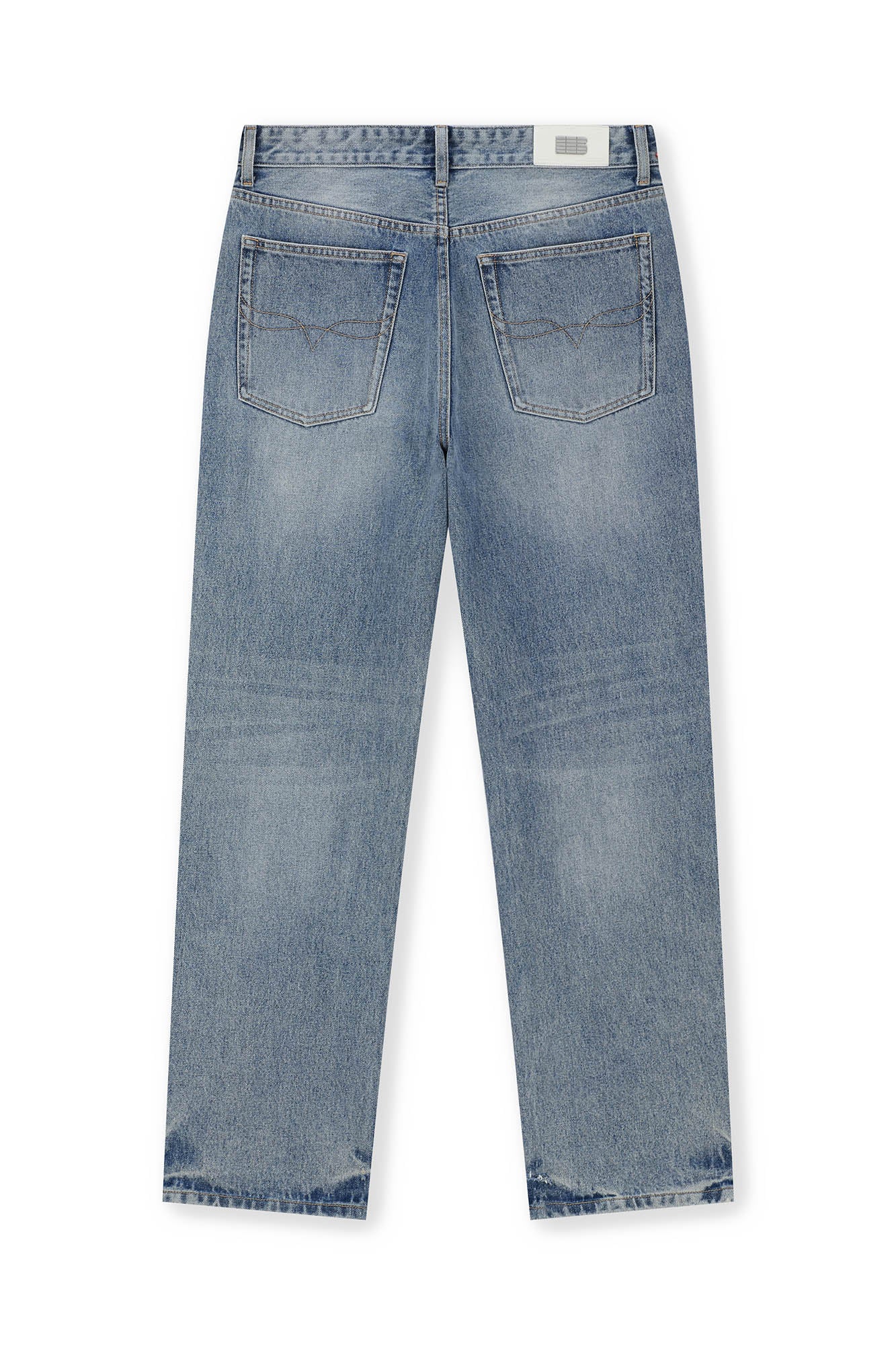 BONELESS Patched Distressed Straight-Leg Jeans