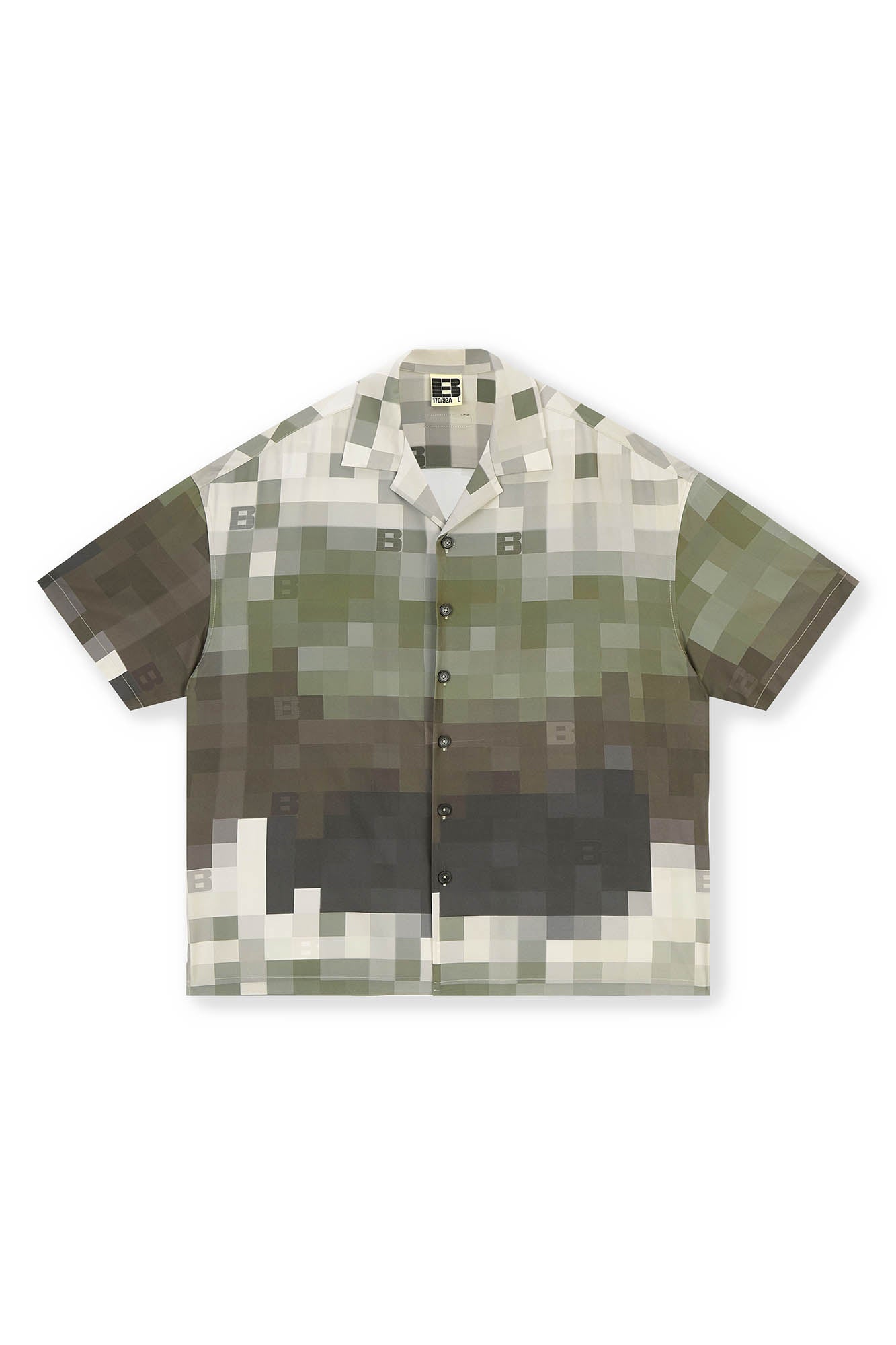 BONELESS Pixelated Camo Cuban Half Shirt, premium urban and streetwear designers apparel on PROJECTISR.com, BONELESS