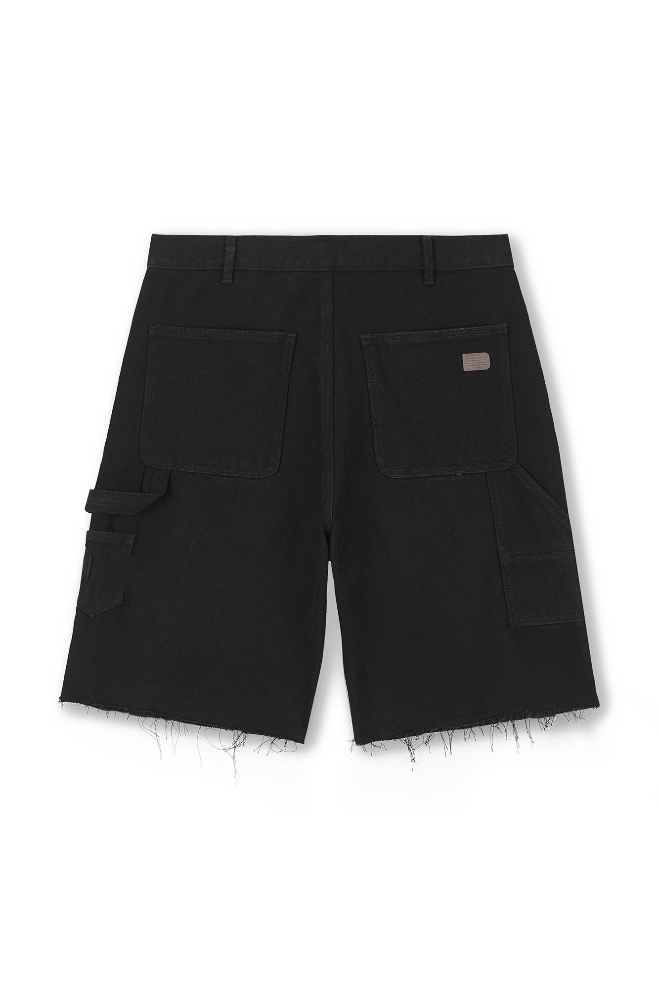 BONELESS Frayed Double-Knee Cargo Shorts Black