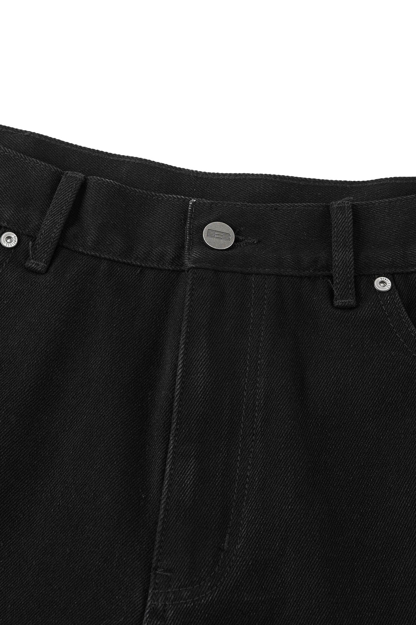 BONELESS Frayed Double-Knee Cargo Shorts Black