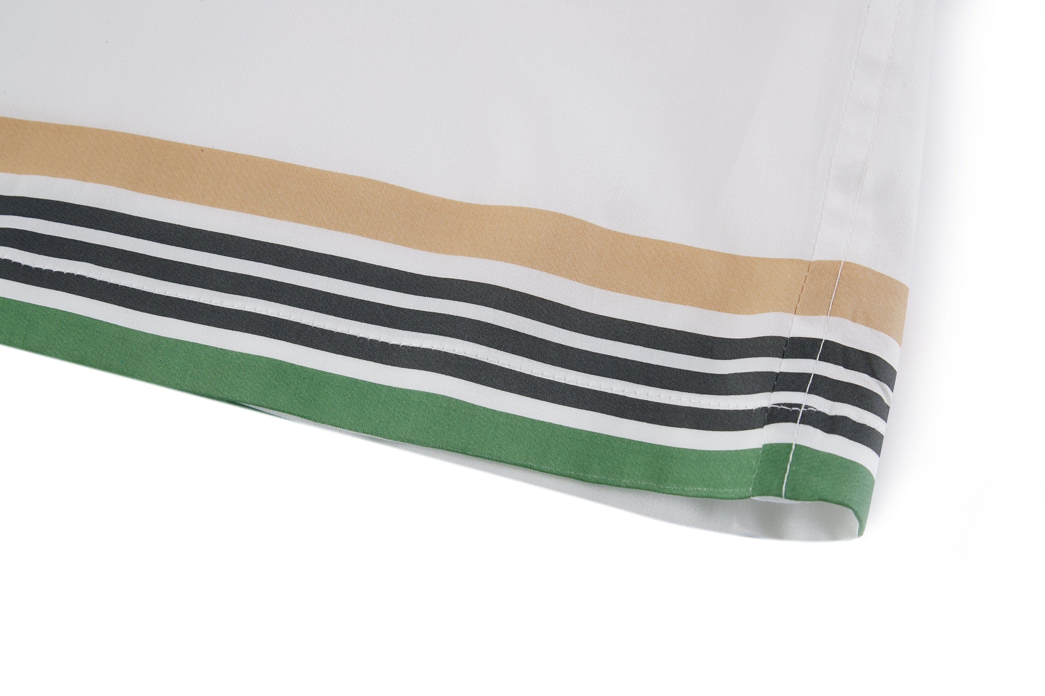 BONELESS Palm Tree & Dove Graphic Striped Collar Tencel Half Shirt, premium urban and streetwear designers apparel on PROJECTISR.com, BONELESS