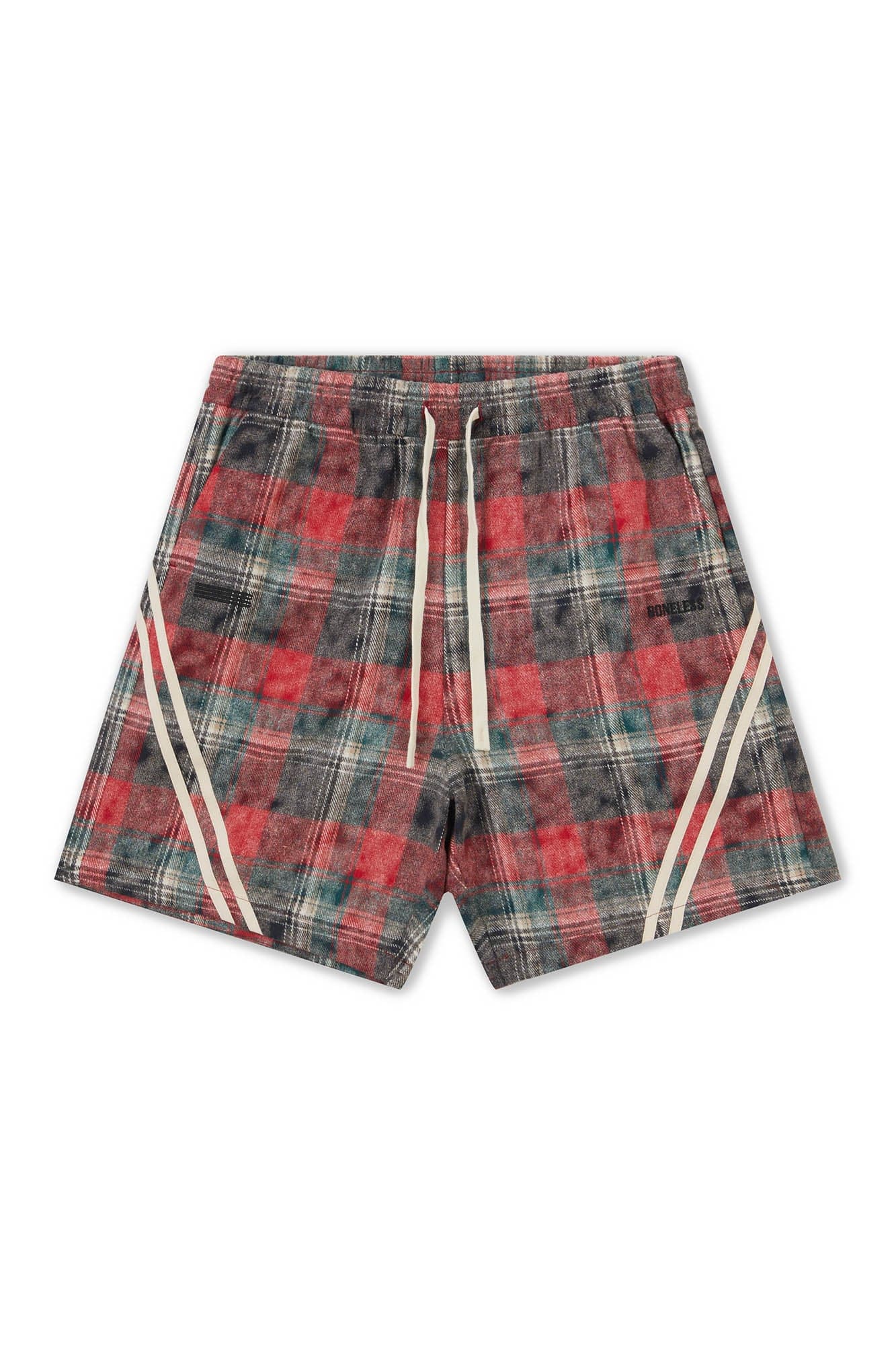 BONELESS Plaid Distressed Drawstring Shorts, premium urban and streetwear designers apparel on PROJECTISR.com, BONELESS