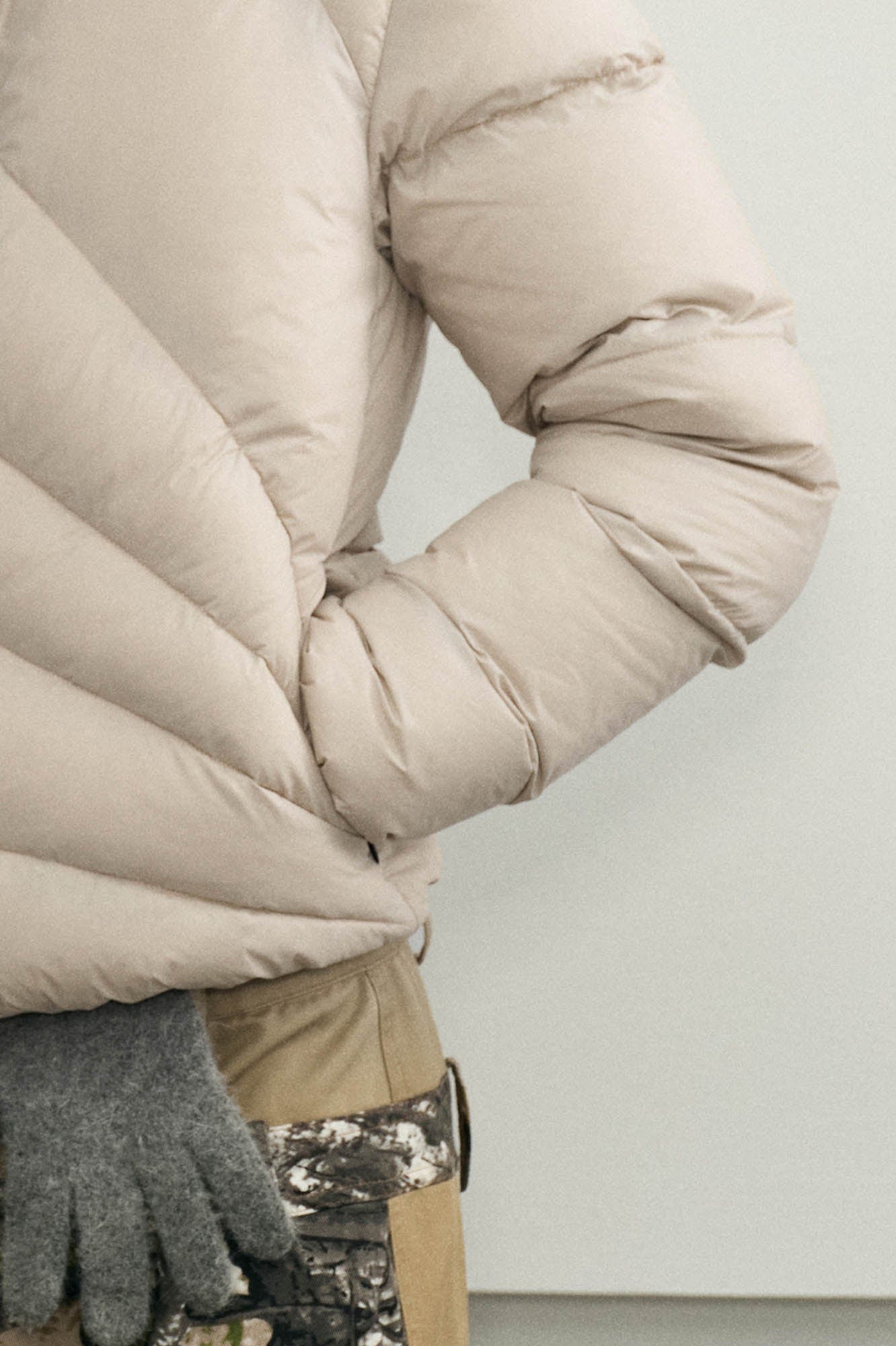 KREATE Asymmetrical Quilted Hooded Down Jacket