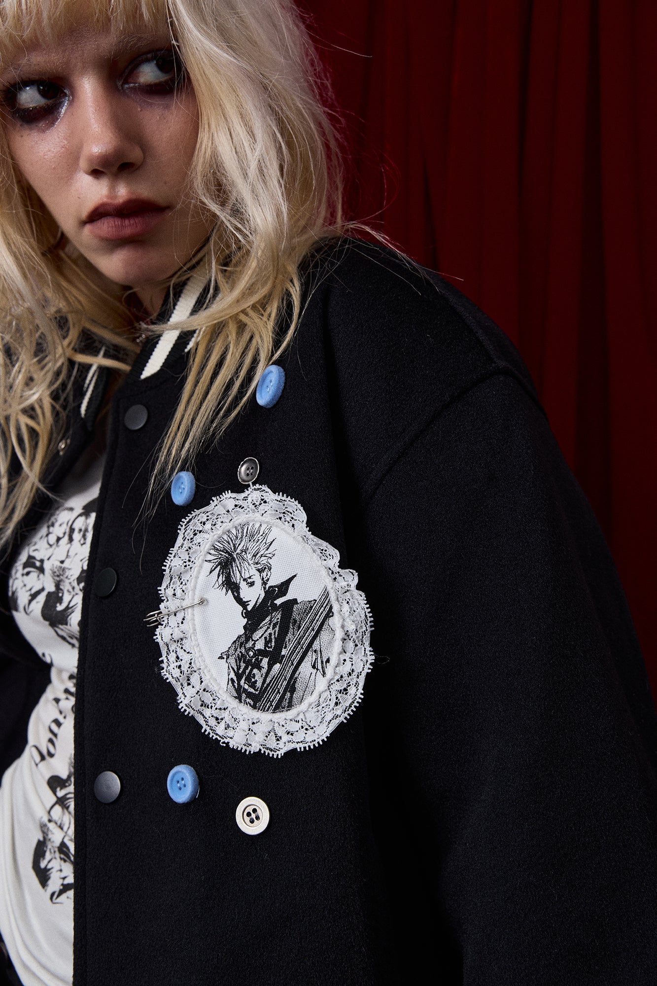 DONSMOKE Embellished Manga Patch Varsity Jacket