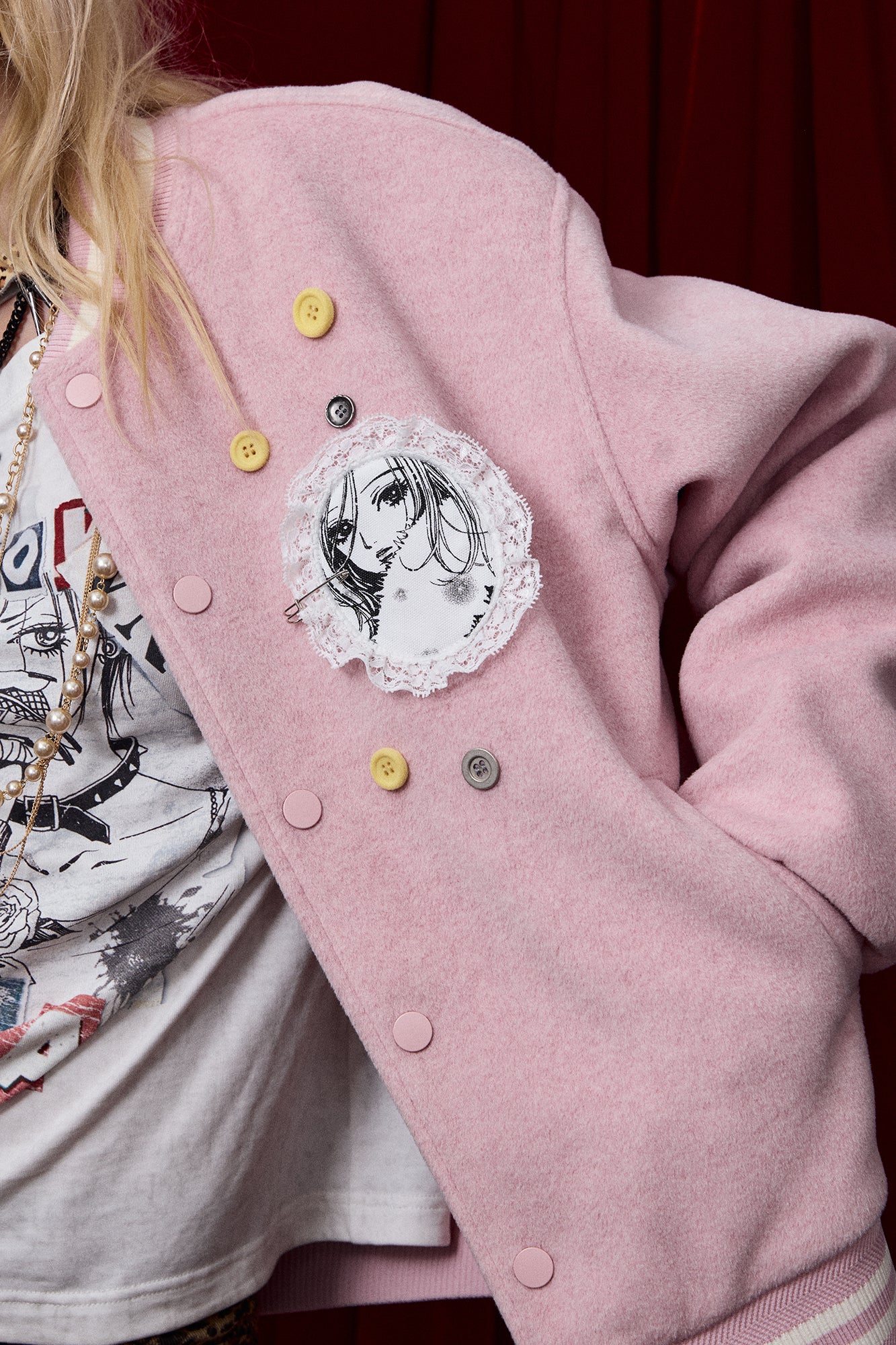 DONSMOKE Embellished Manga Patch Varsity Jacket