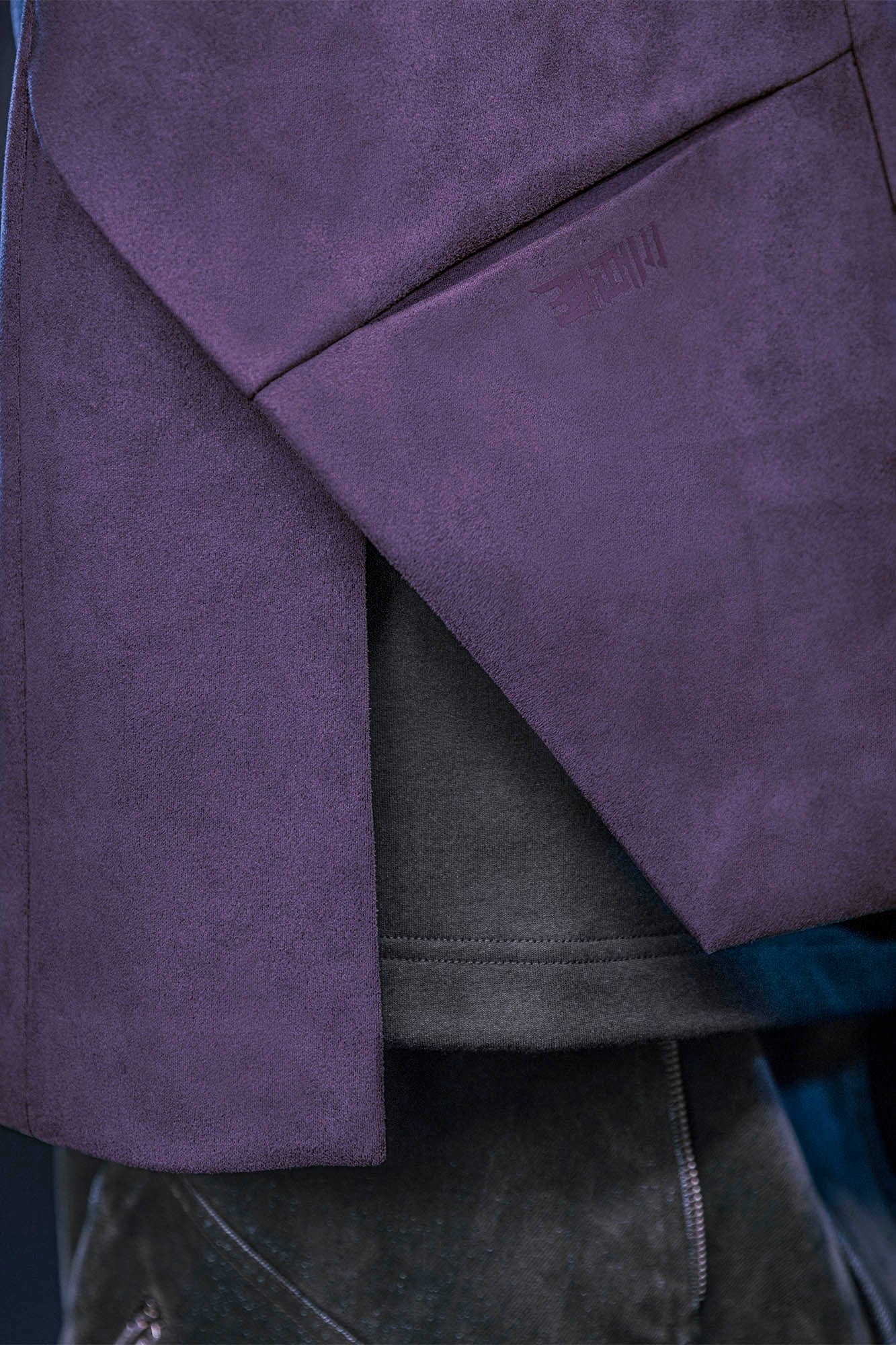 XIPHEVIL Deconstructed Utility Faux Suede Daoist Robe Purple