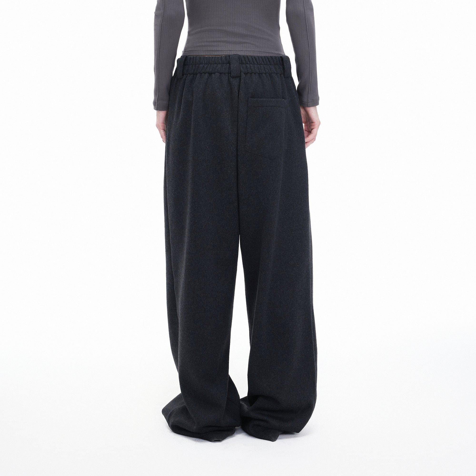 ARTIFICIAL WORLD Asymmetrical Overlay Wool Wide-Leg Pants, premium urban and streetwear designers apparel on PROJECTISR.com, ARTIFICIAL WORLD
