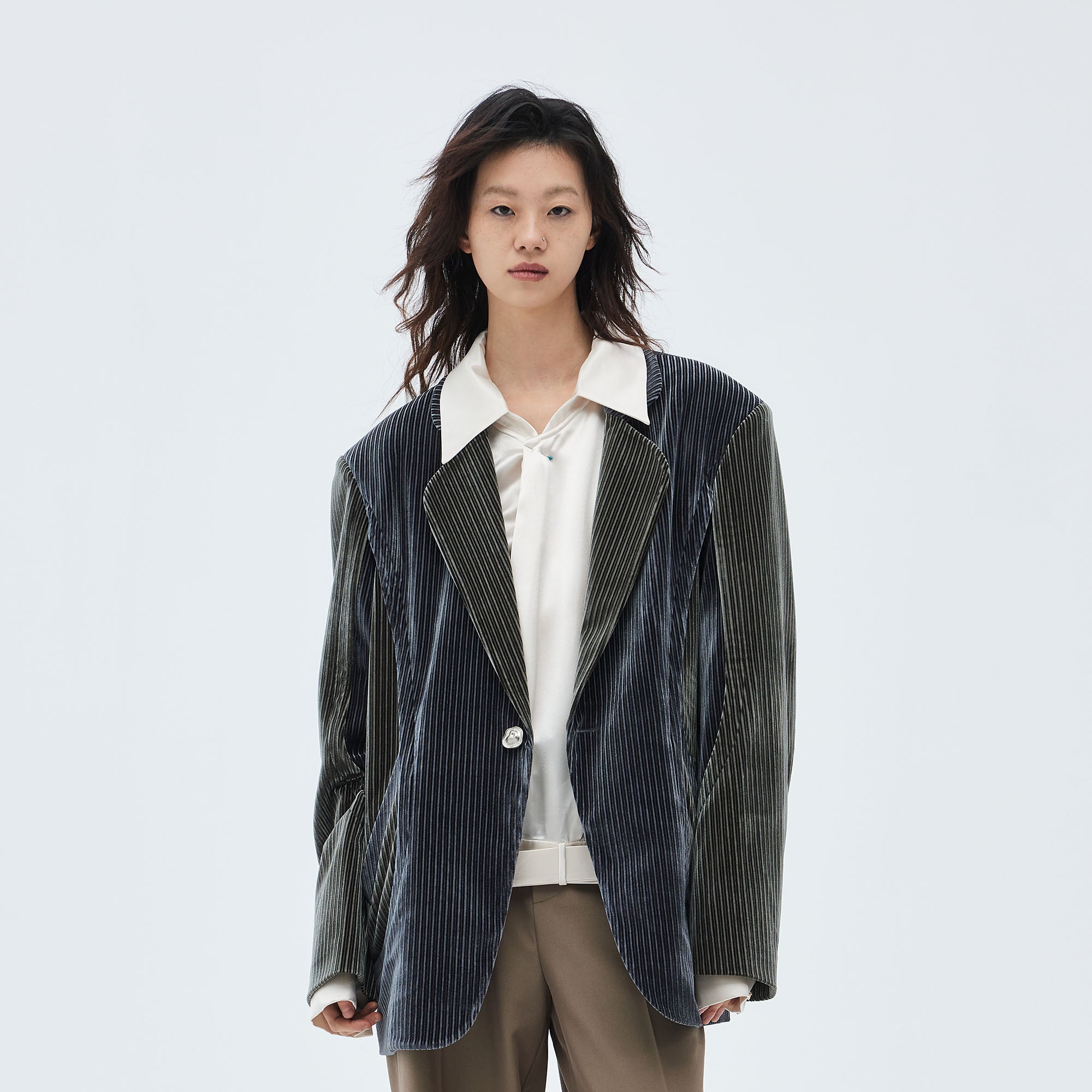 TUIMU Corduroy Contrast Panel Blazer, premium urban and streetwear designers apparel on PROJECTISR.com, TUIMU