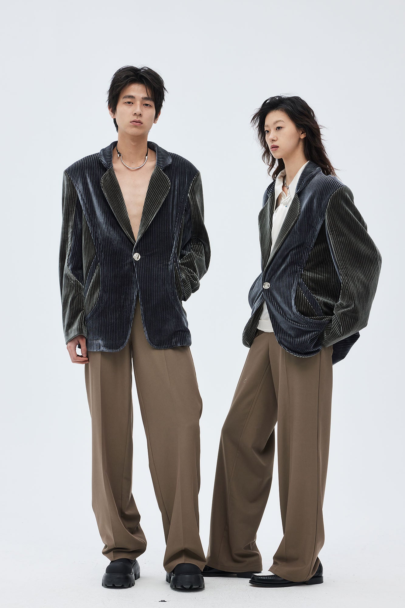 TUIMU Corduroy Contrast Panel Blazer, premium urban and streetwear designers apparel on PROJECTISR.com, TUIMU