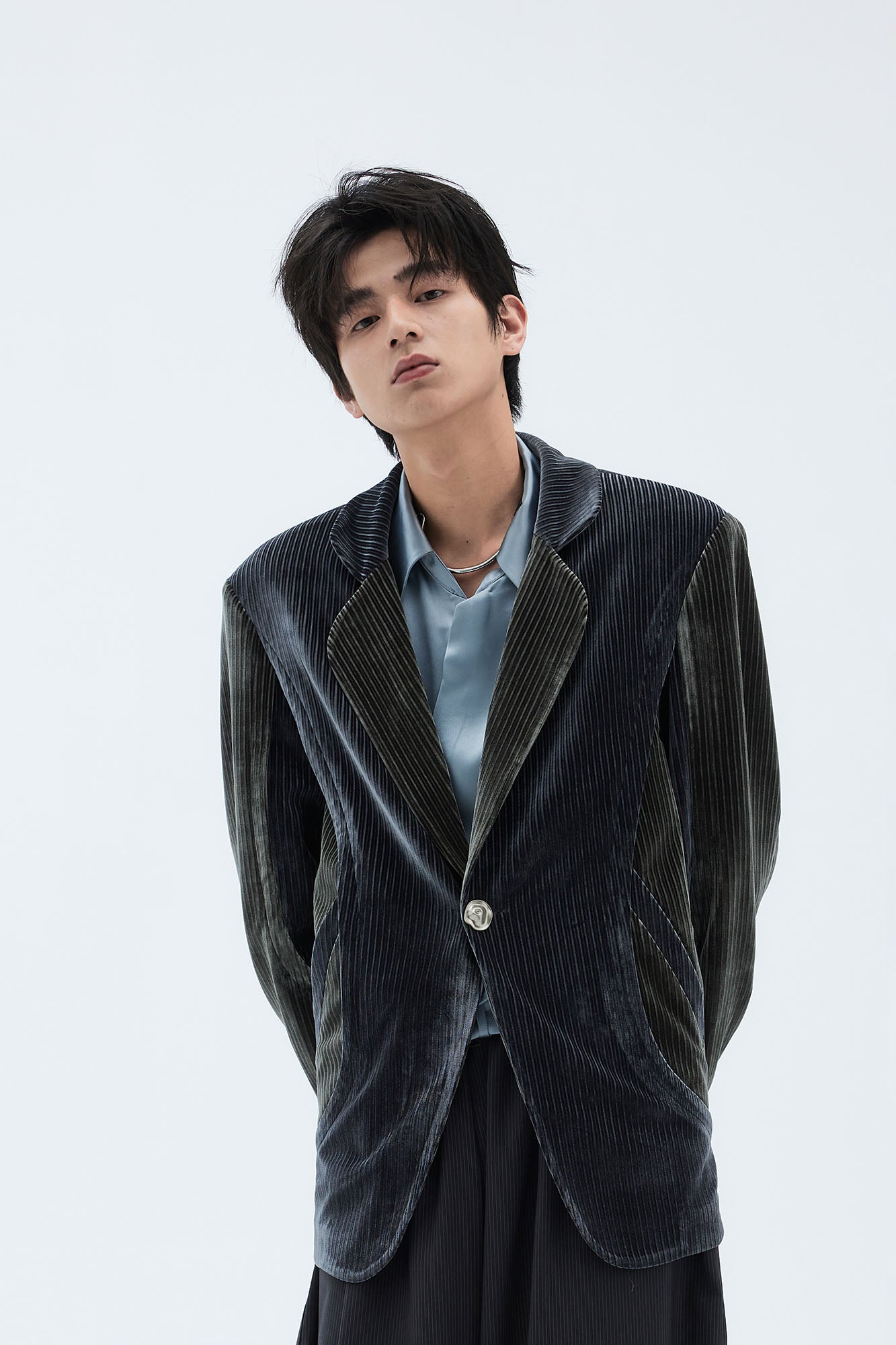 TUIMU Corduroy Contrast Panel Blazer, premium urban and streetwear designers apparel on PROJECTISR.com, TUIMU