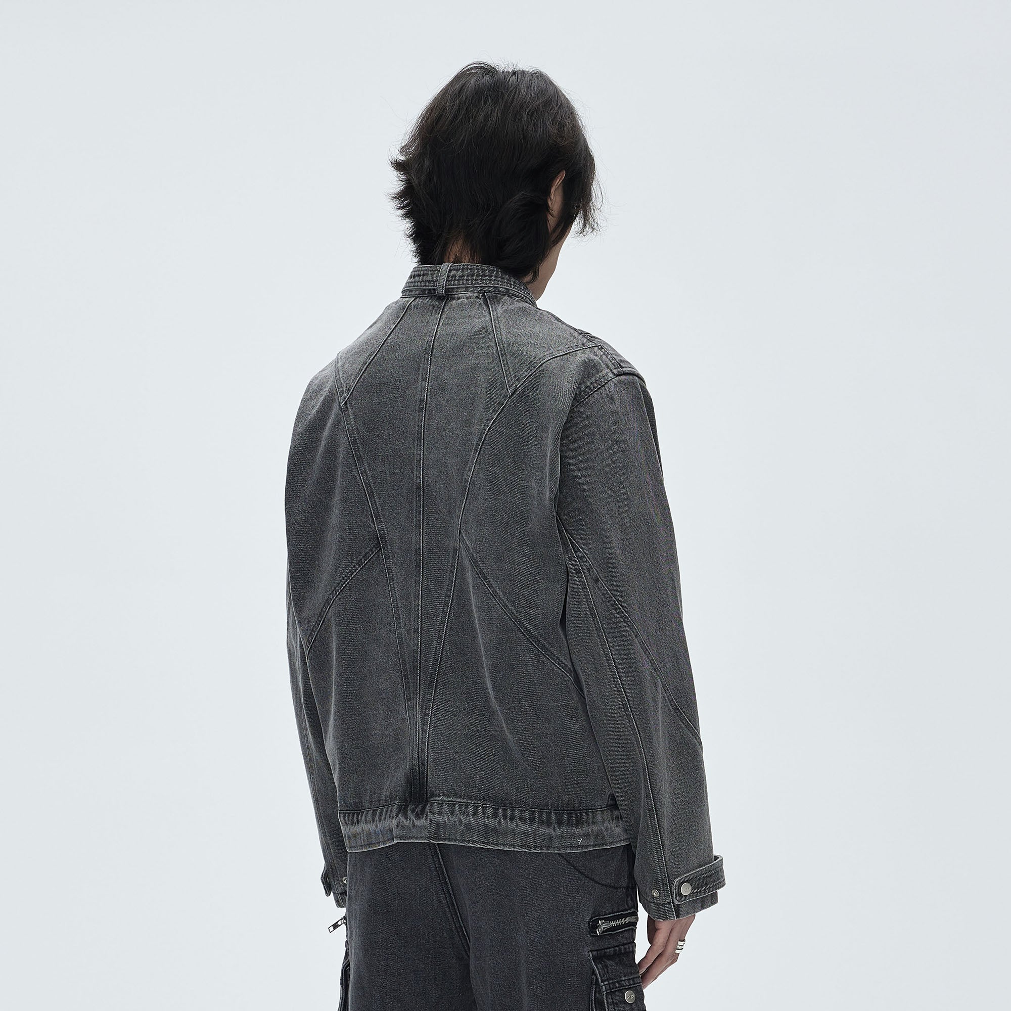 CATSSTAC Turtle-Neck Washed Denim Jacket, premium urban and streetwear designers apparel on PROJECTISR.com, CATSSTAC