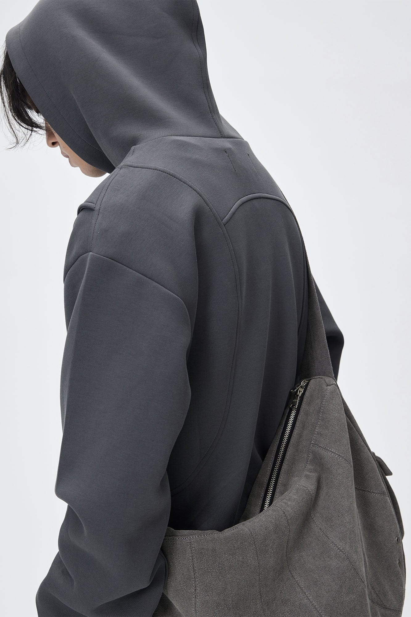 CATSSTAC Distressed Arc Panel Oversized Canvas Shoulder Bag, premium urban and streetwear designers apparel on PROJECTISR.com, CATSSTAC