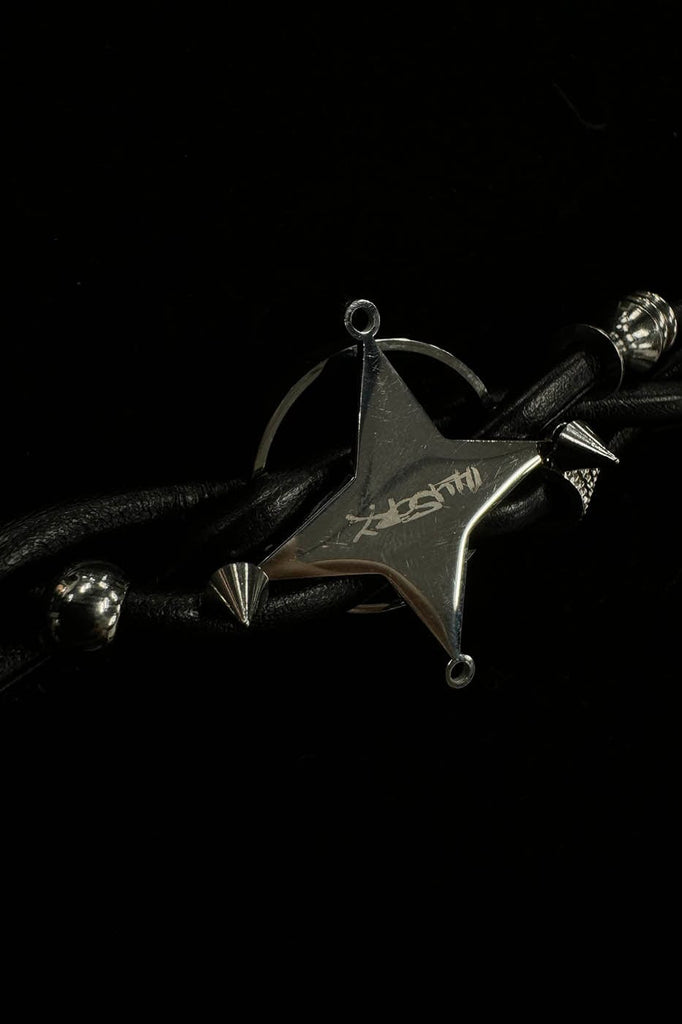 ILLUSORY Four-Point Star Braided Faux Leather Bracelet, premium urban and streetwear designers apparel on PROJECTISR.com, ILLUSORY