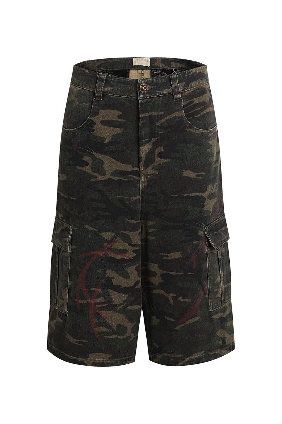 DND4DES Camo Big-Pocket Graffiti Cargo Shorts