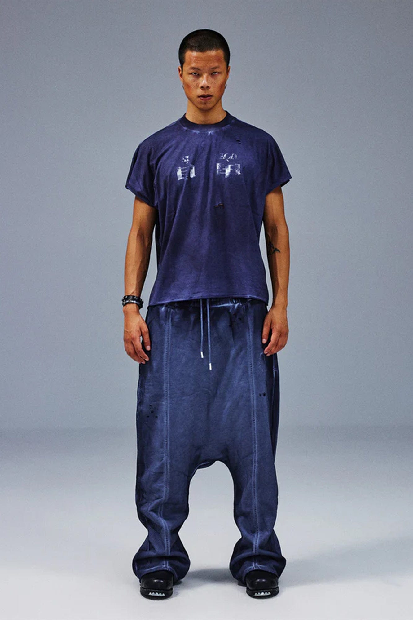TECNINEGROUP Middle-Panel Washed Drop-Crotch Sweatpants, premium urban and streetwear designers apparel on PROJECTISR.com, TECNINEGROUP