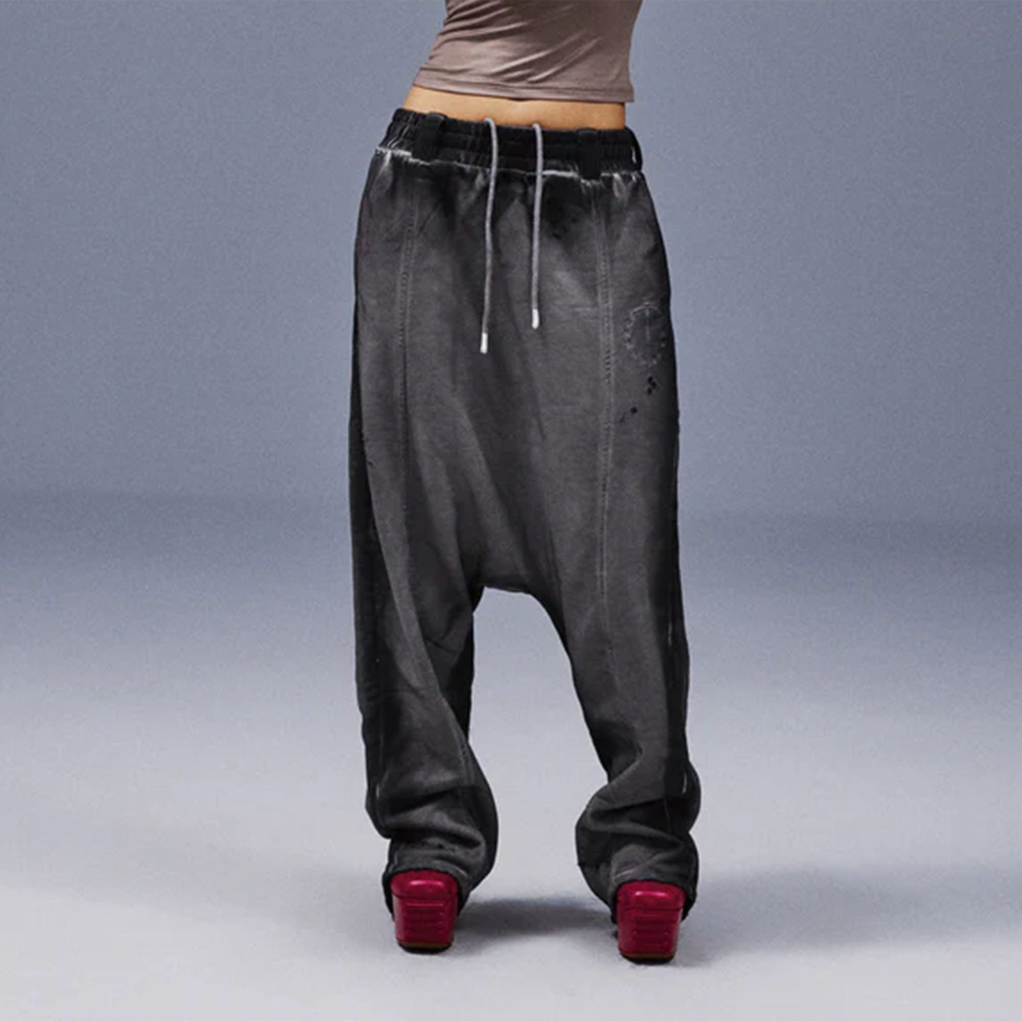 TECNINEGROUP Middle-Panel Washed Drop-Crotch Sweatpants, premium urban and streetwear designers apparel on PROJECTISR.com, TECNINEGROUP