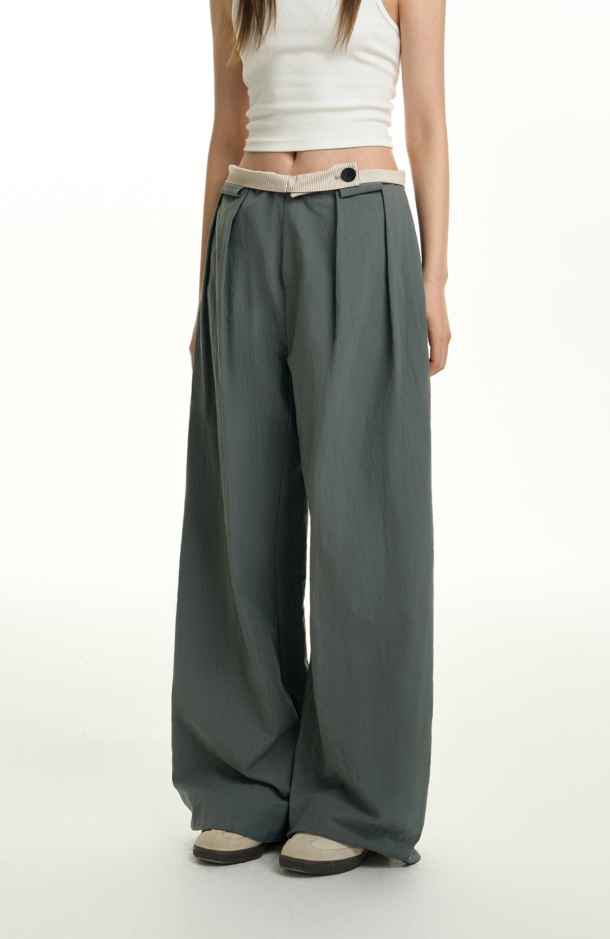 TGNS Retro Pleated Wide-Leg Trousers