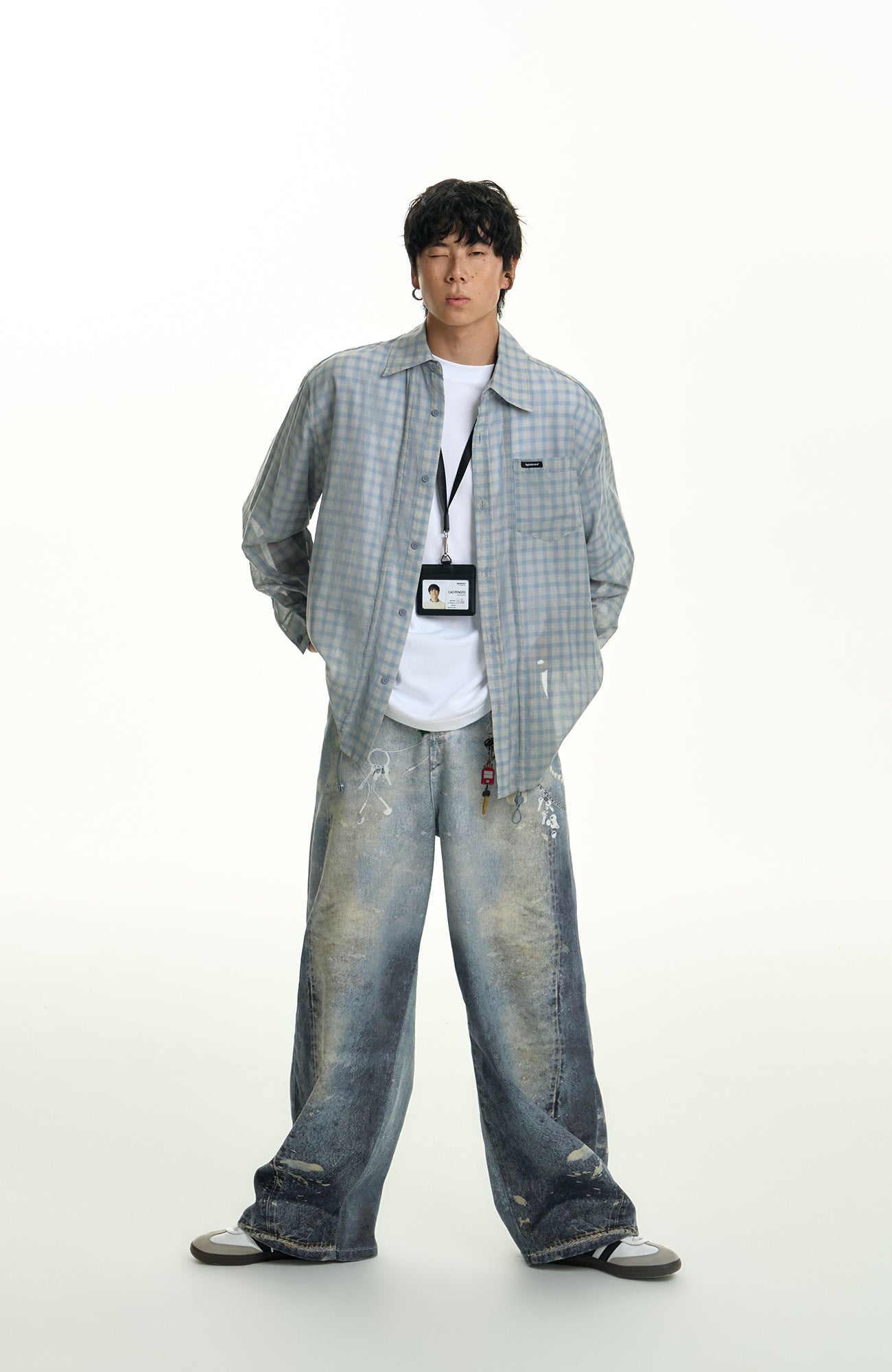 TGNS Distressed Chain Graphic Oversized Jeans