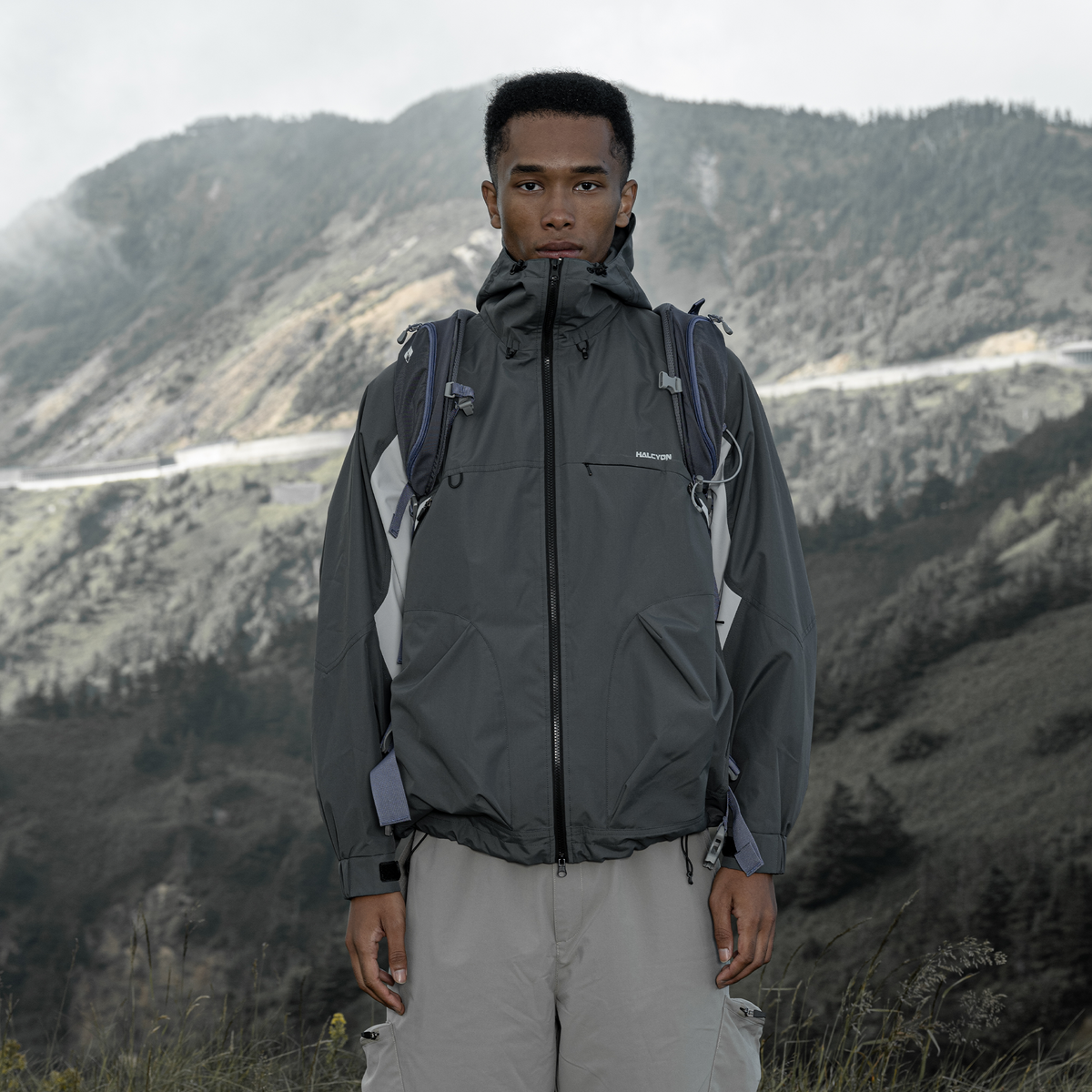HALCYON Contrast Splash-Proof Hooded Windbreaker Jacket, premium urban and streetwear designers apparel on PROJECTISR.com, HALCYON