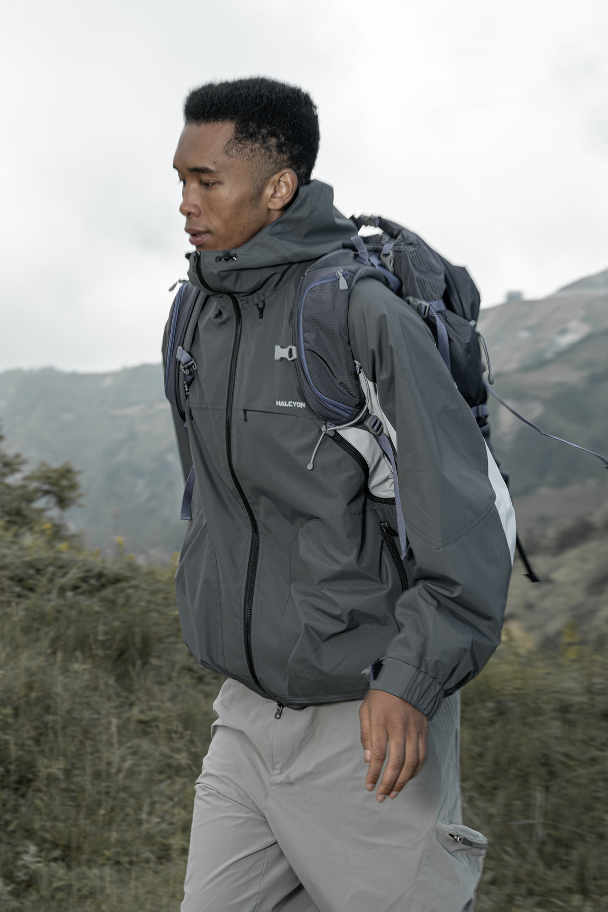 HALCYON Contrast Splash-Proof Hooded Windbreaker Jacket, premium urban and streetwear designers apparel on PROJECTISR.com, HALCYON