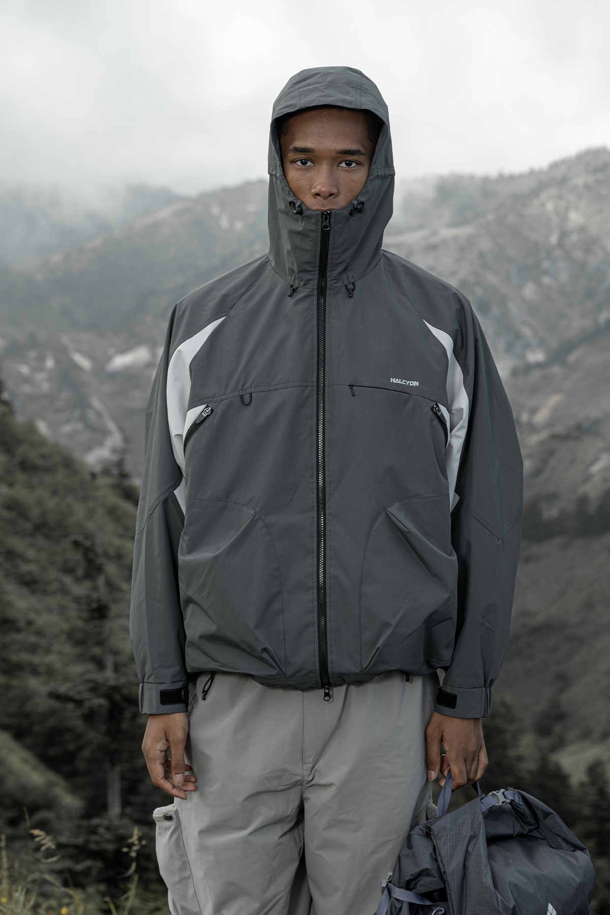 HALCYON Contrast Splash-Proof Hooded Windbreaker Jacket, premium urban and streetwear designers apparel on PROJECTISR.com, HALCYON