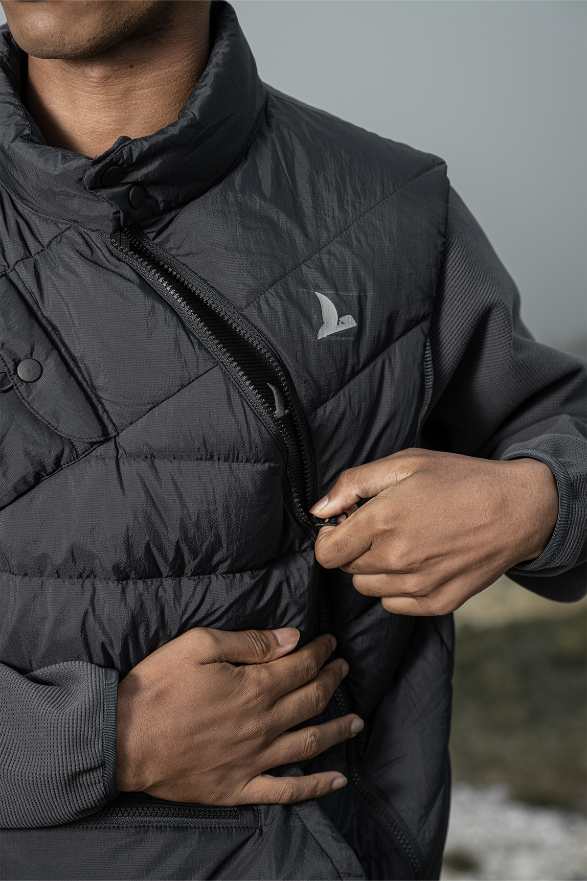 HALCYON Asymmetric Down Puffer Vest